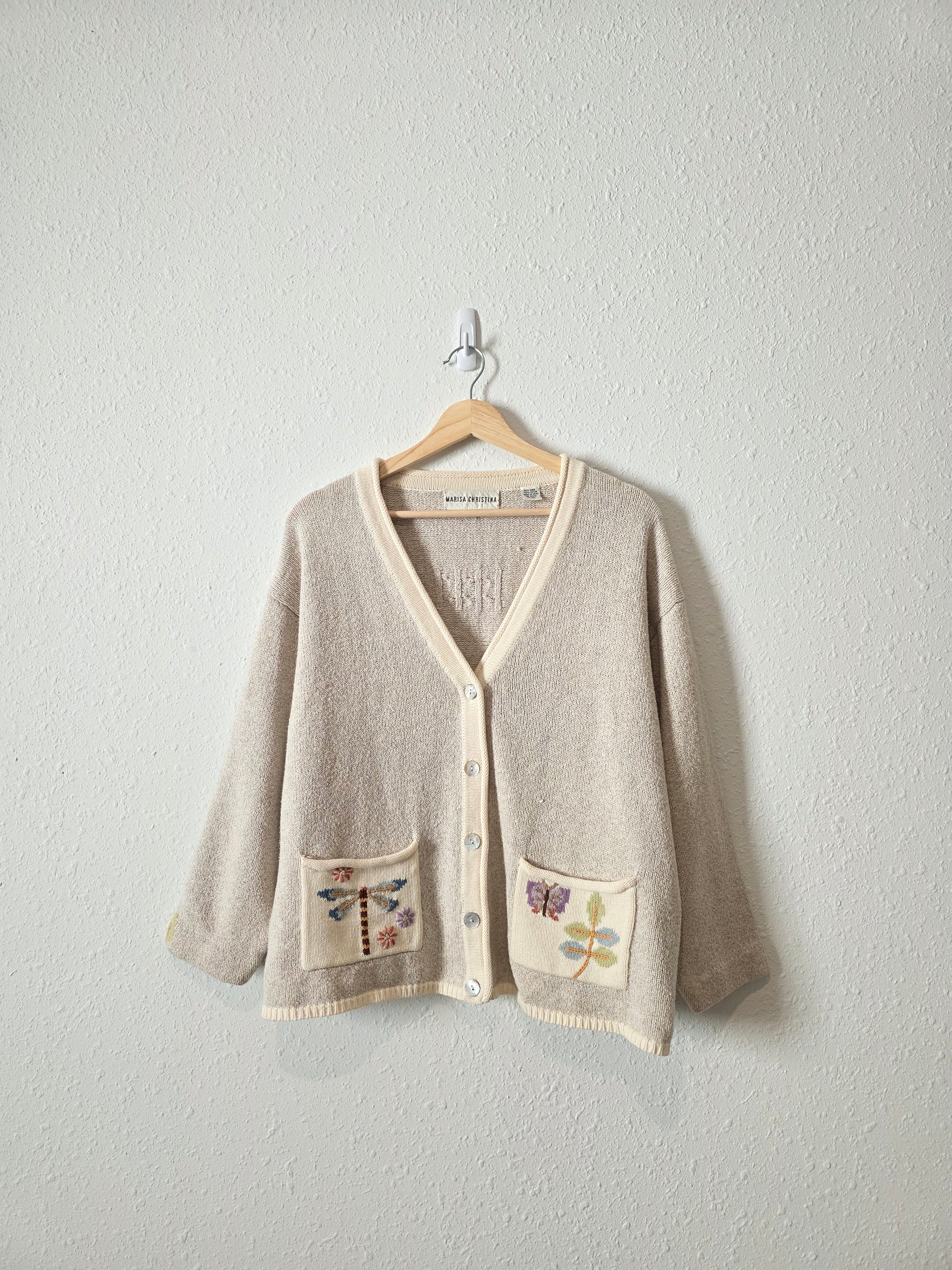 Vintage Linen Cotton Embroidered Sweater (XL)