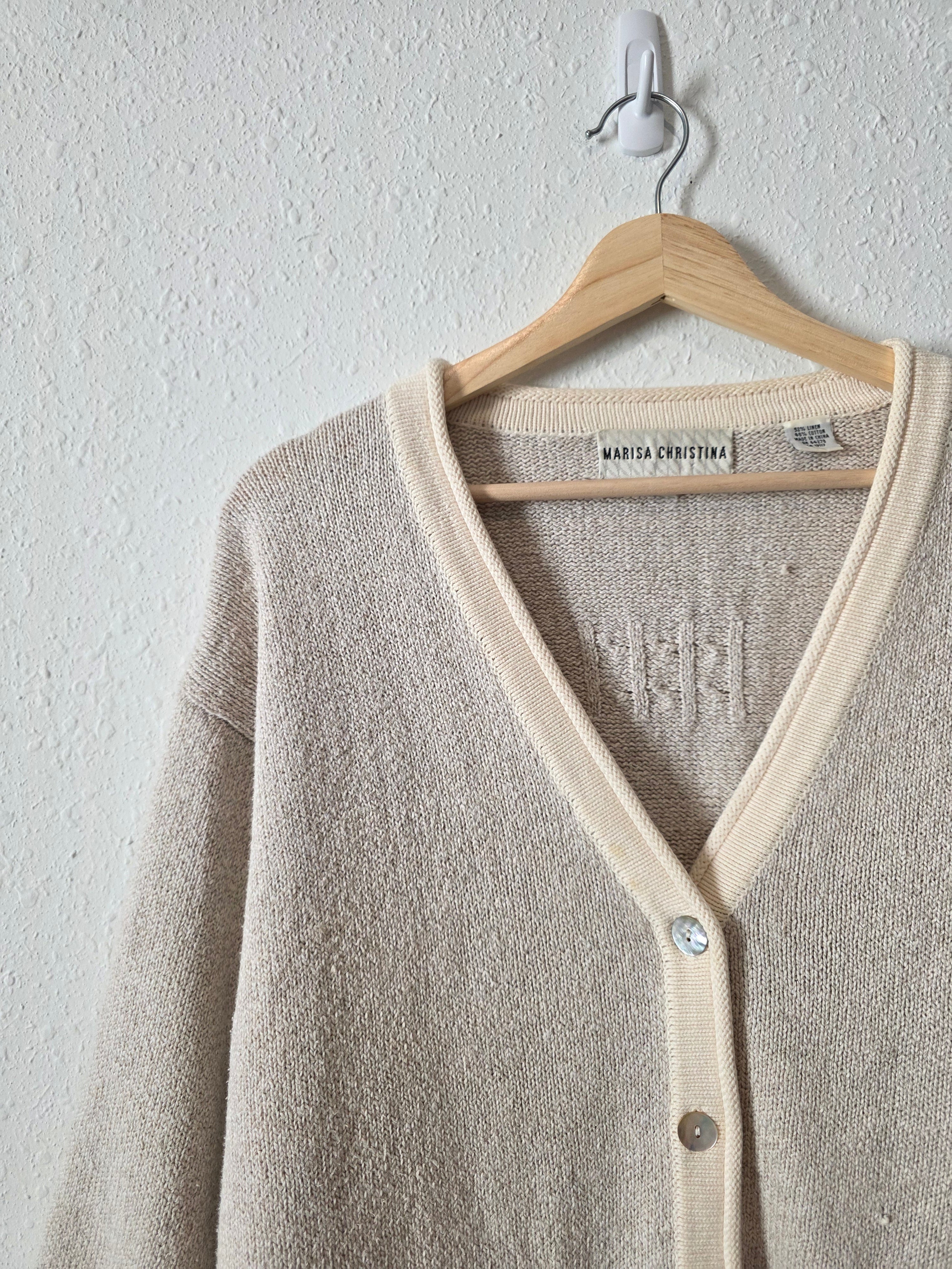 Vintage Linen Cotton Embroidered Sweater (XL)