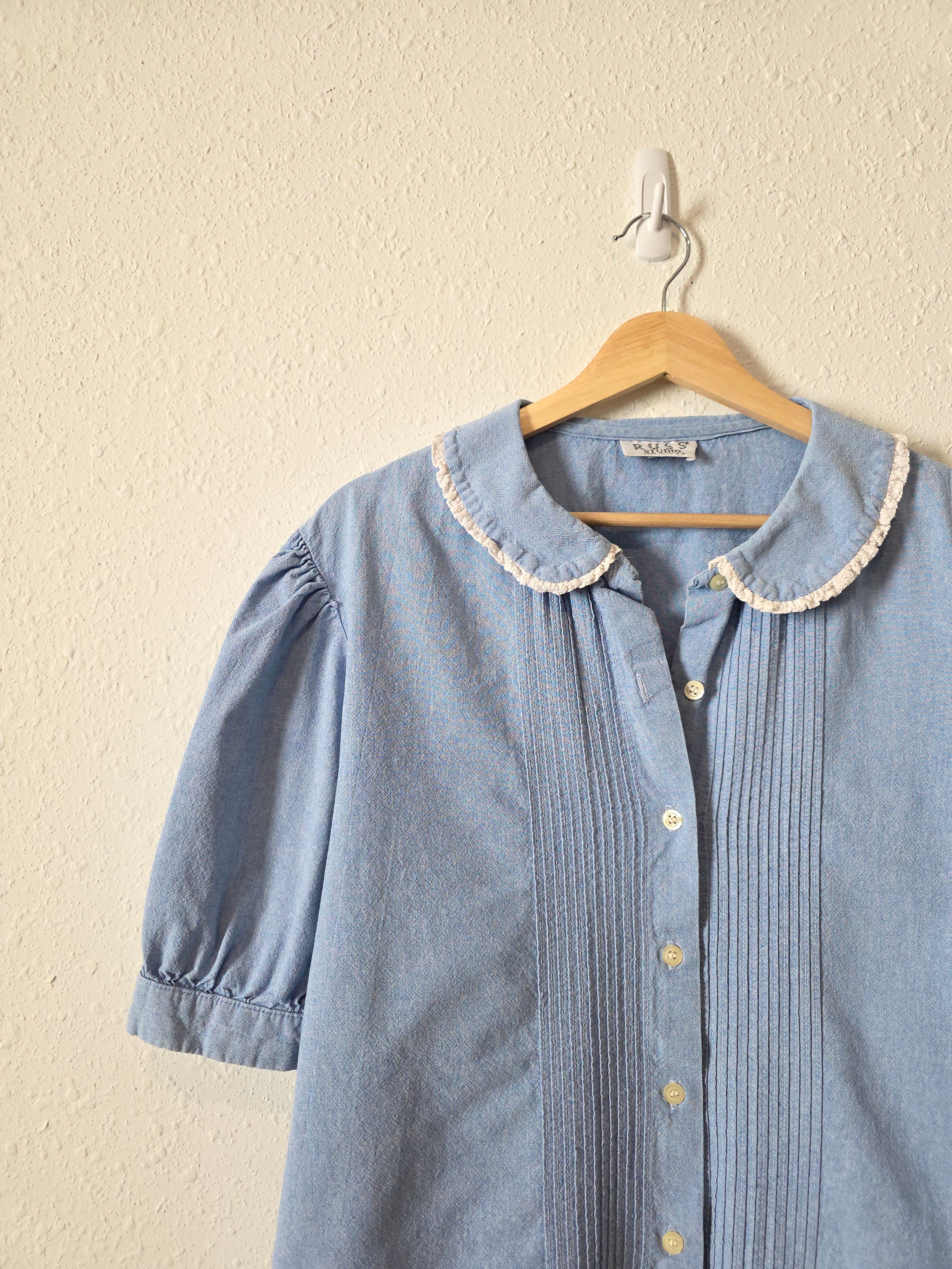Vintage Denim Collared Blouse (XL)
