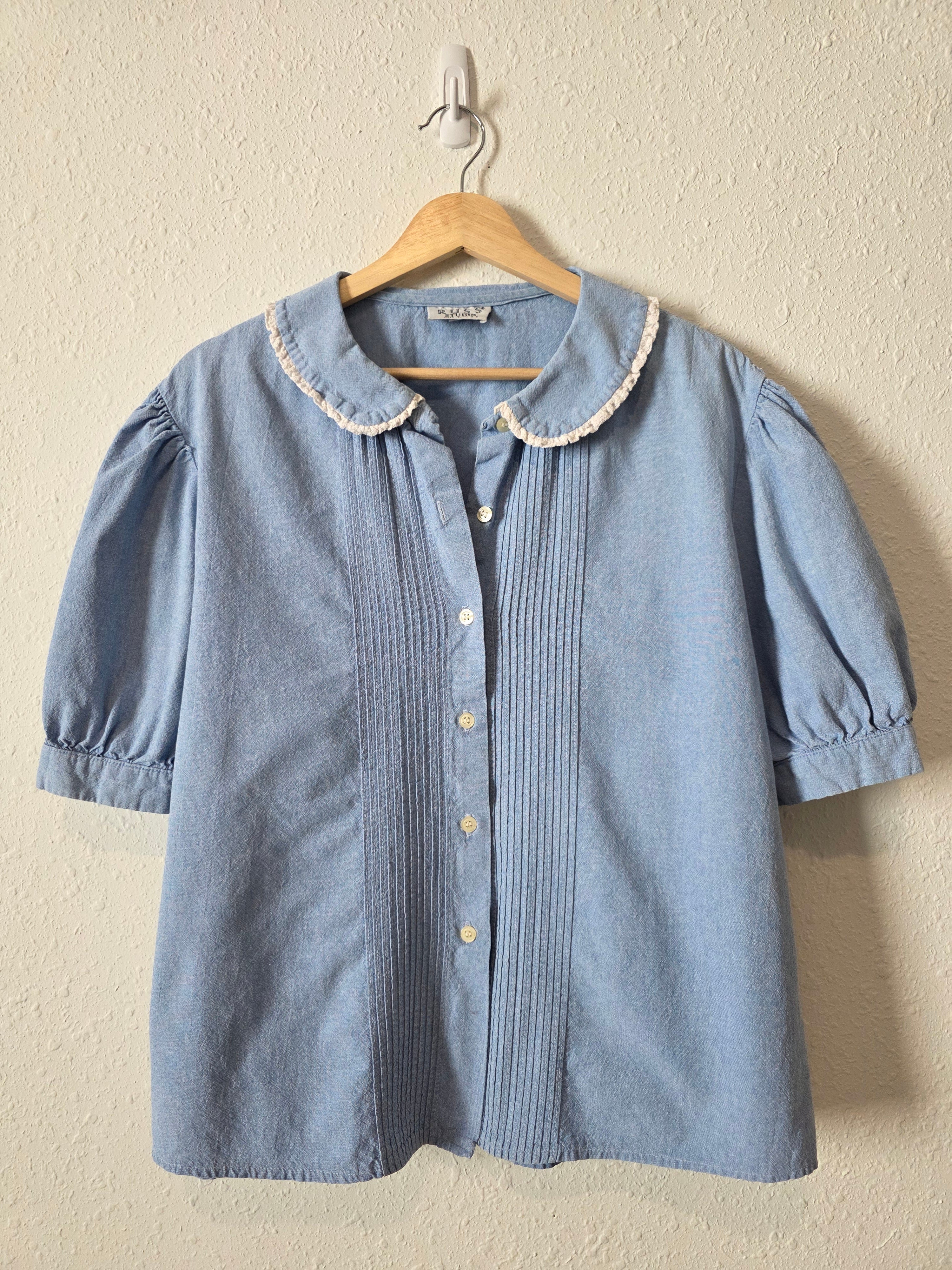 Vintage Denim Collared Blouse (XL)