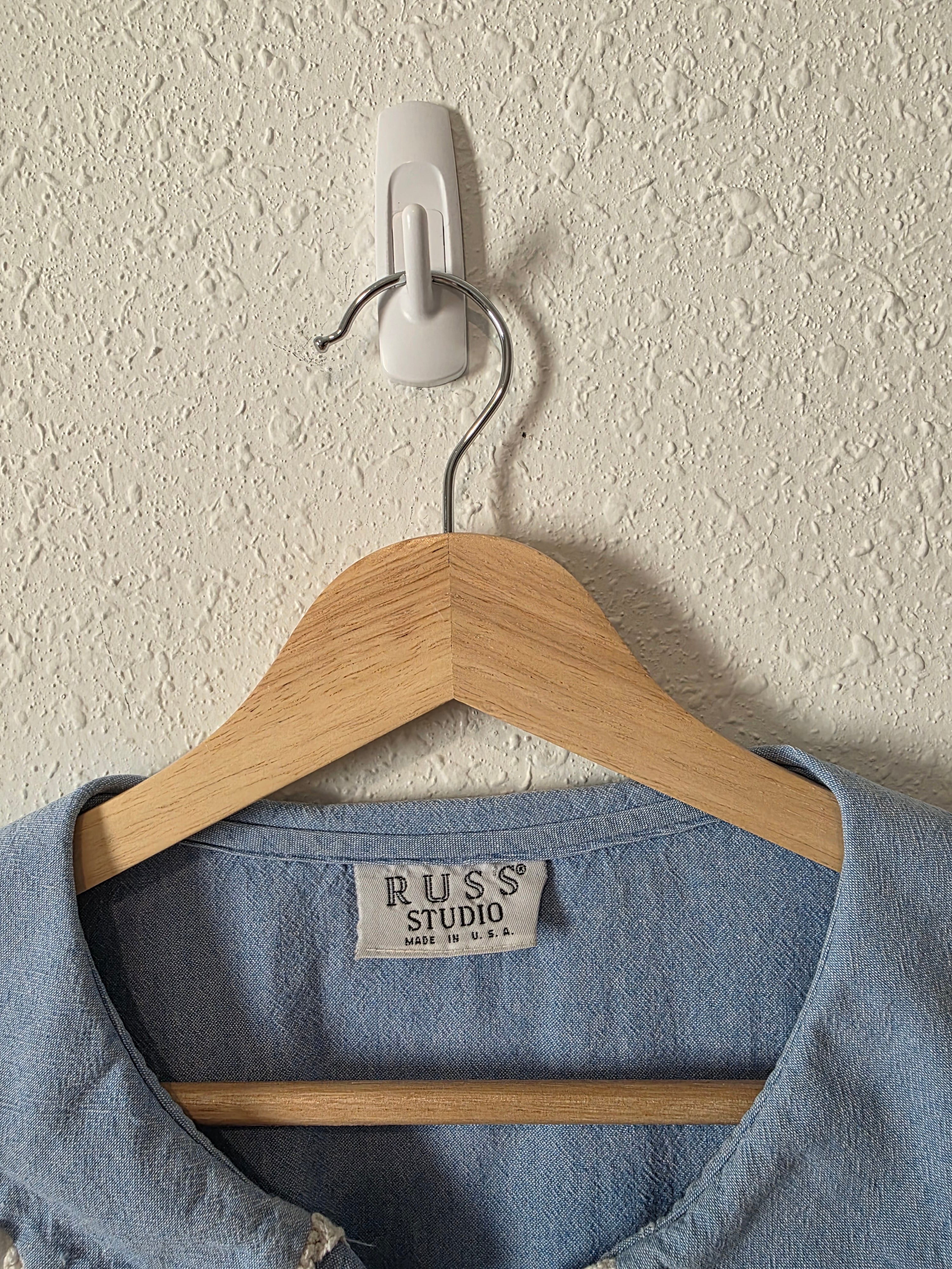 Vintage Denim Collared Blouse (XL)