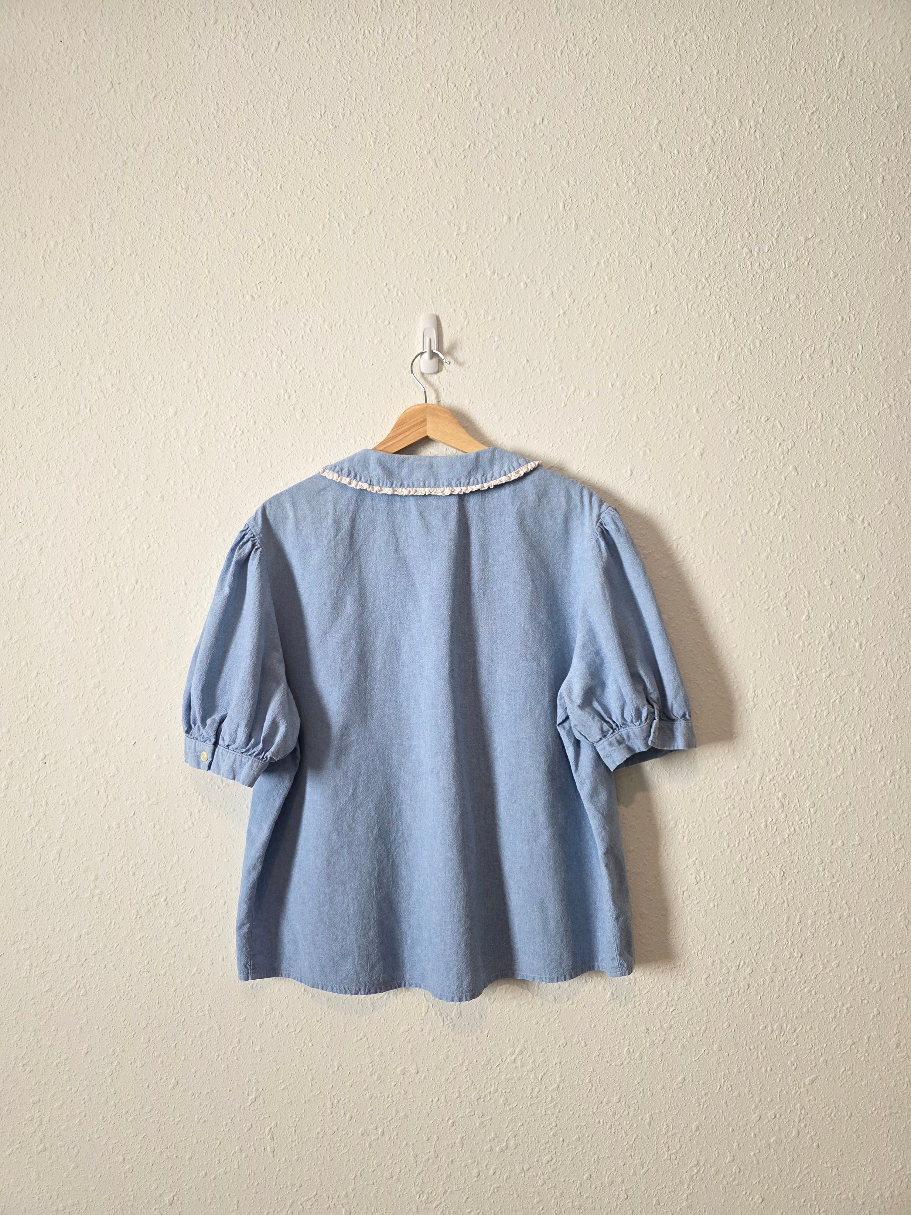 Vintage Denim Collared Blouse (XL)