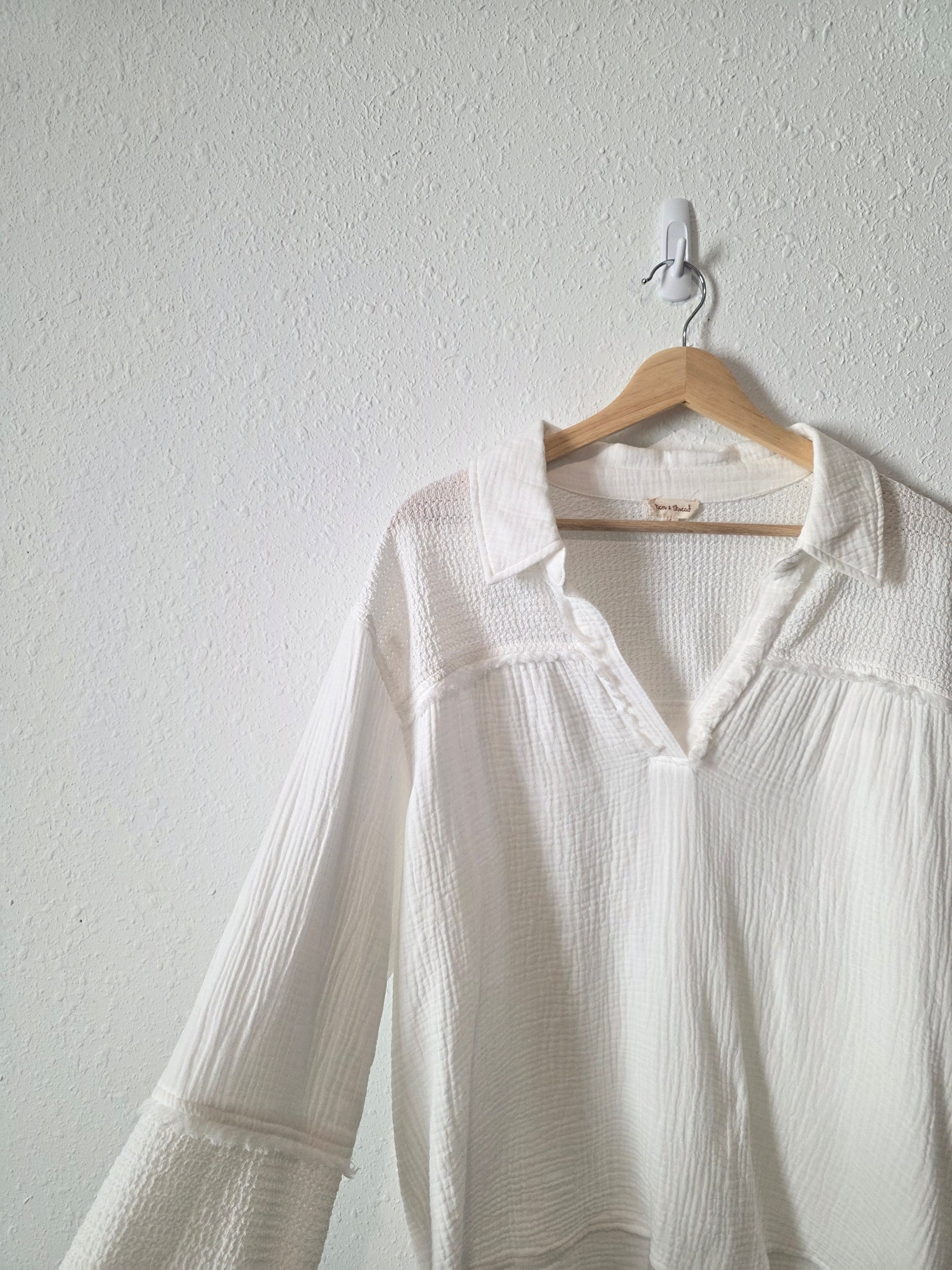 Cotton Gauze V Neck Top (L)