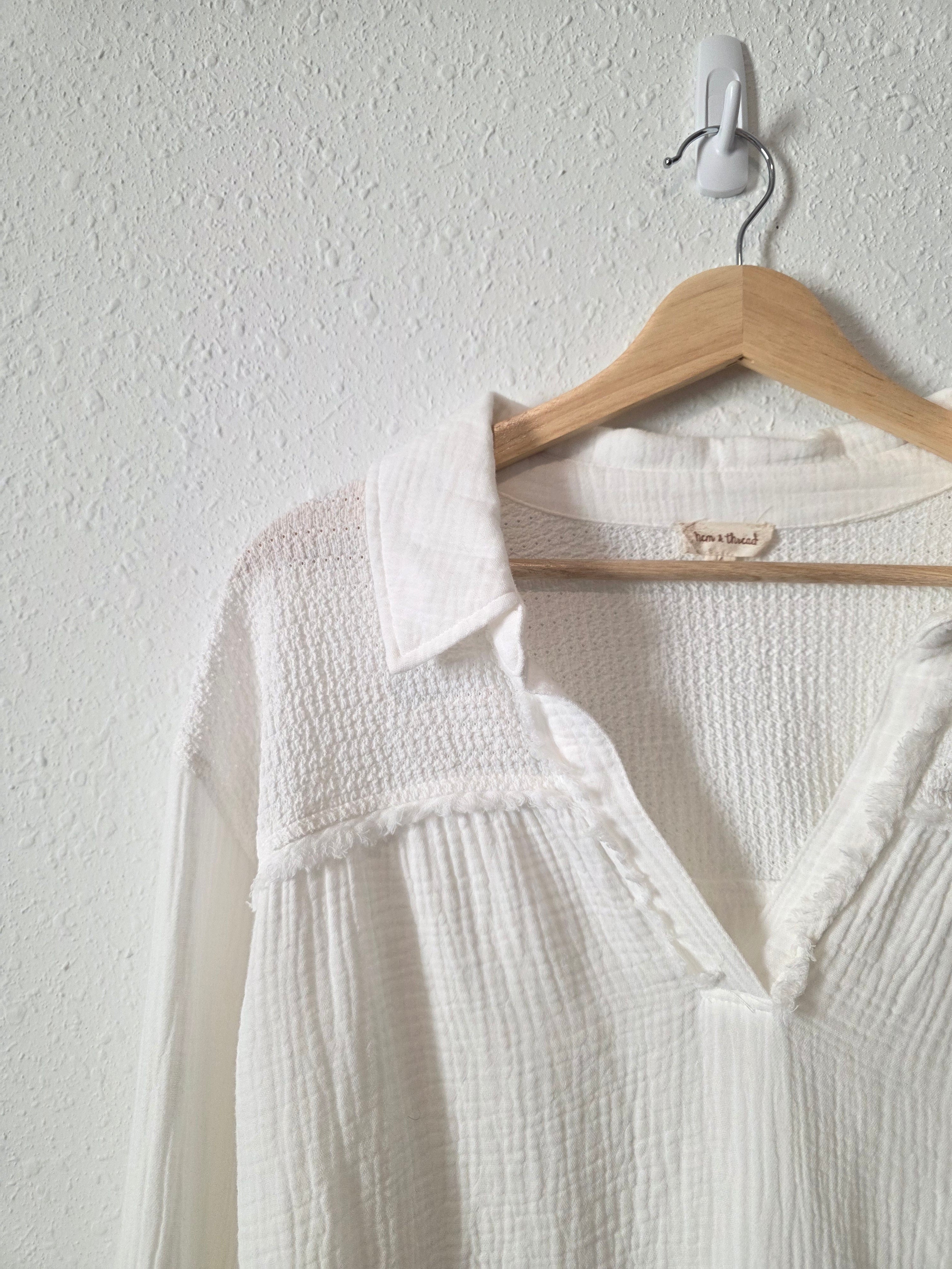 Cotton Gauze V Neck Top (L)