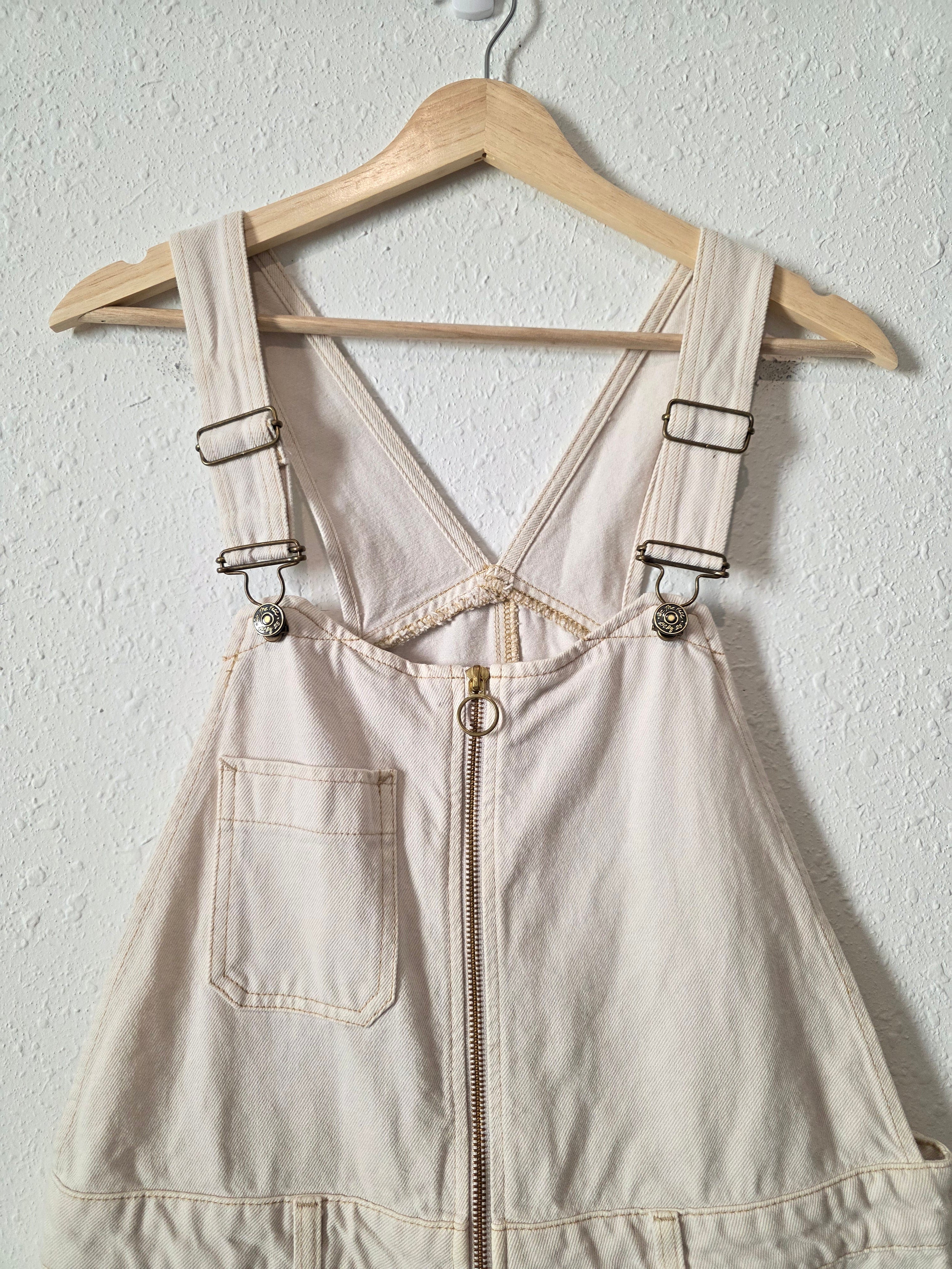 Free People Ecru Denim Shortalls (10)