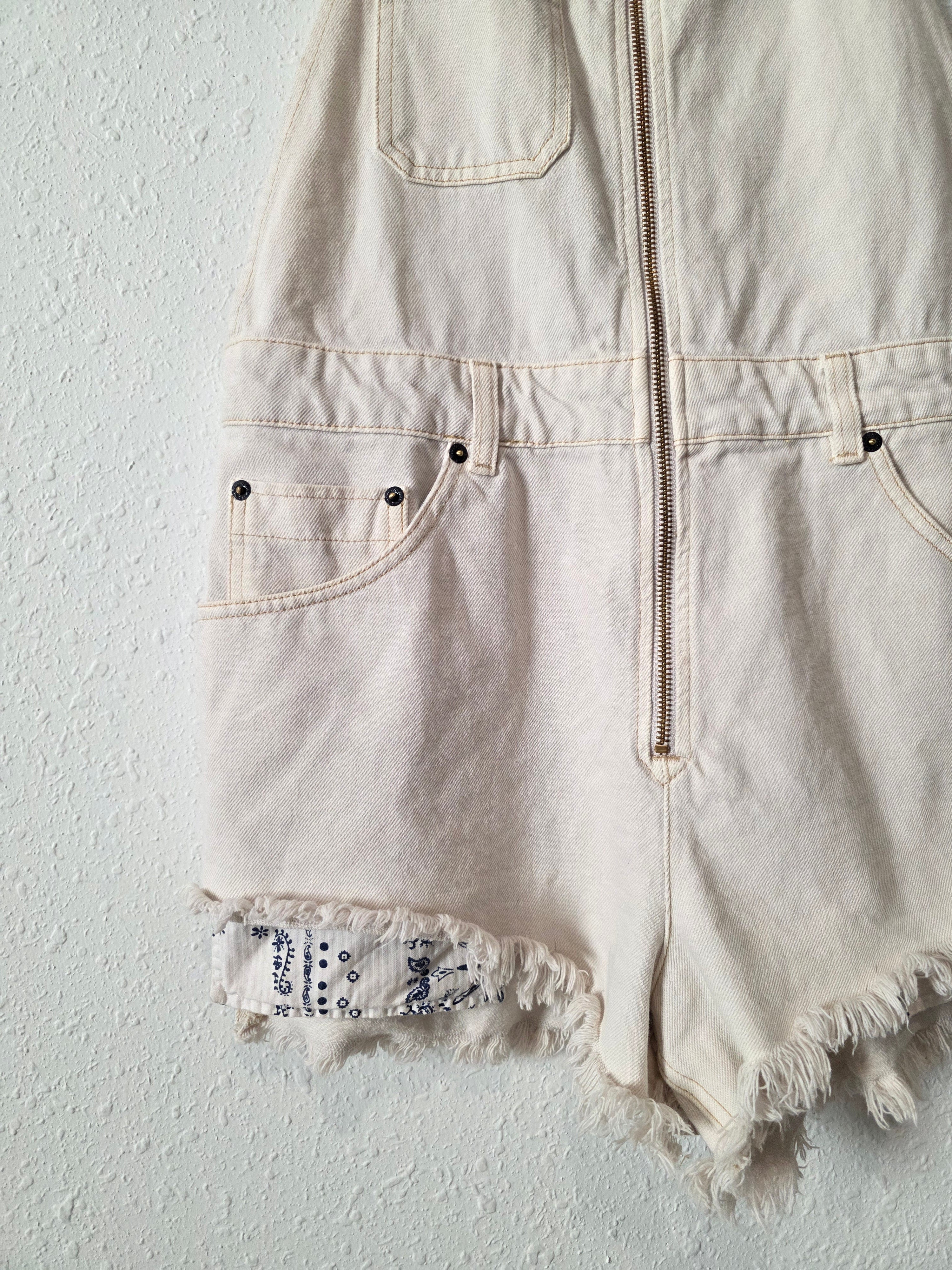 Free People Ecru Denim Shortalls (10)