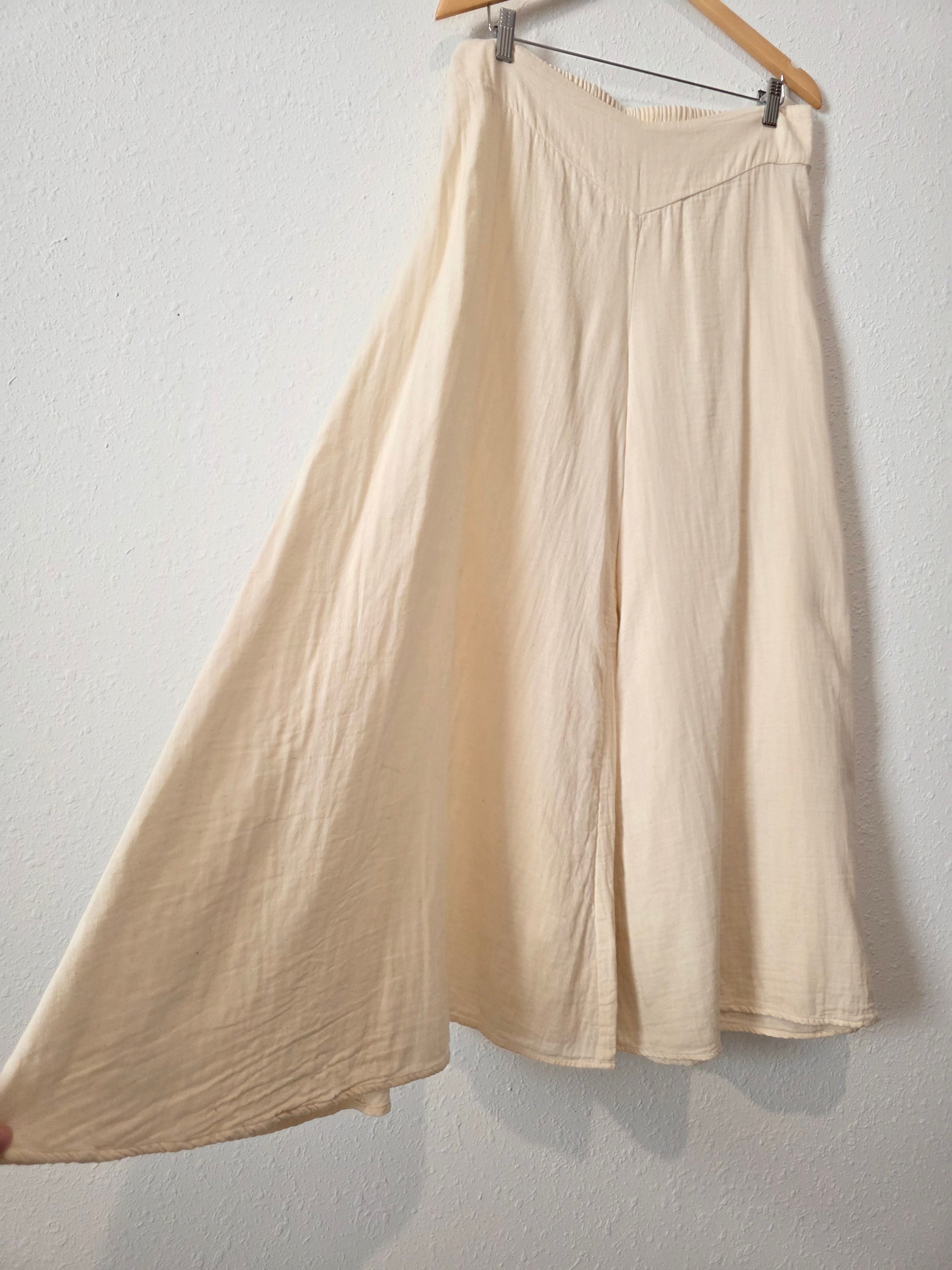 Cream Wide Leg Palazzo Pants (XL)