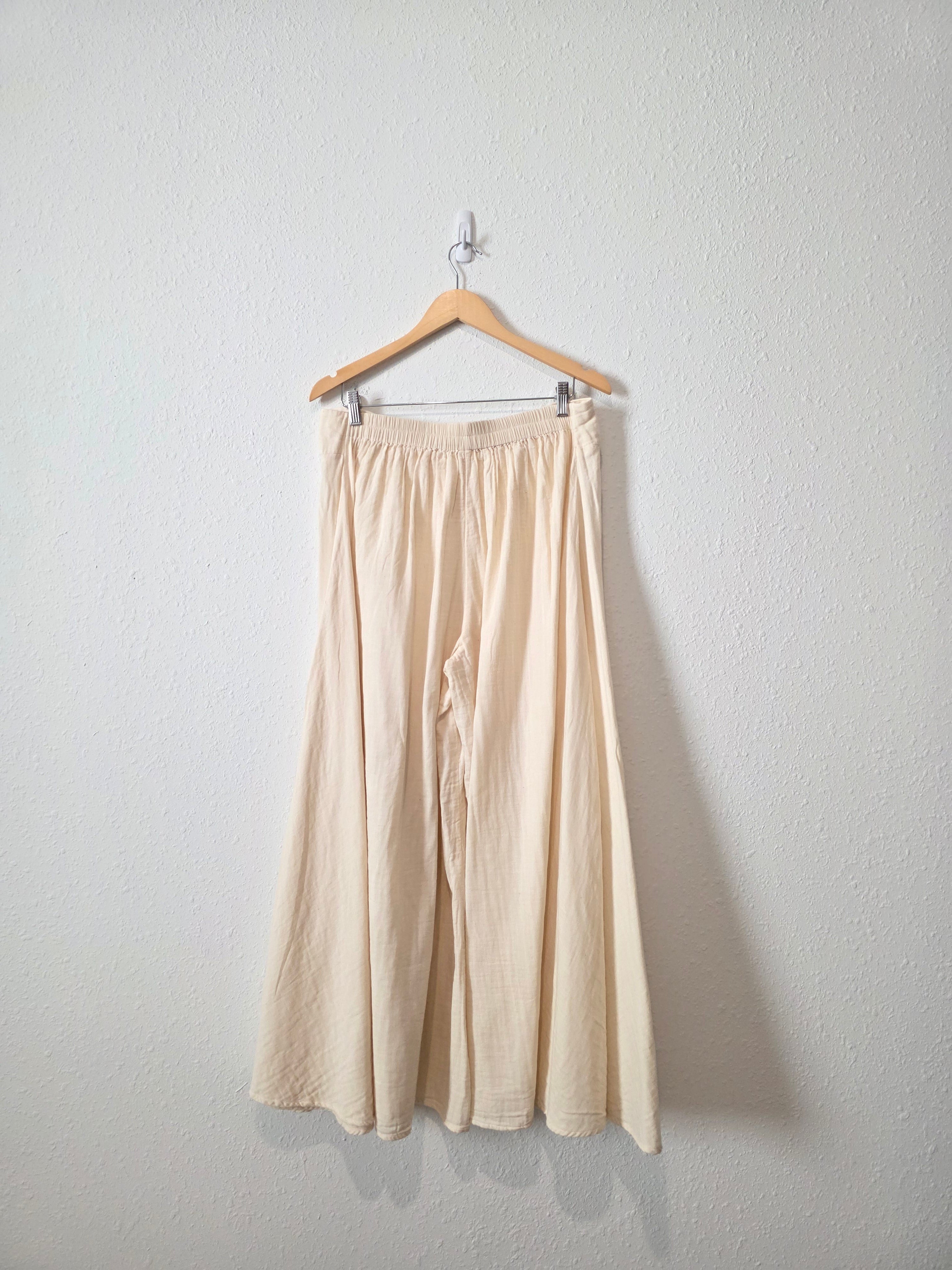 Cream Wide Leg Palazzo Pants (XL)