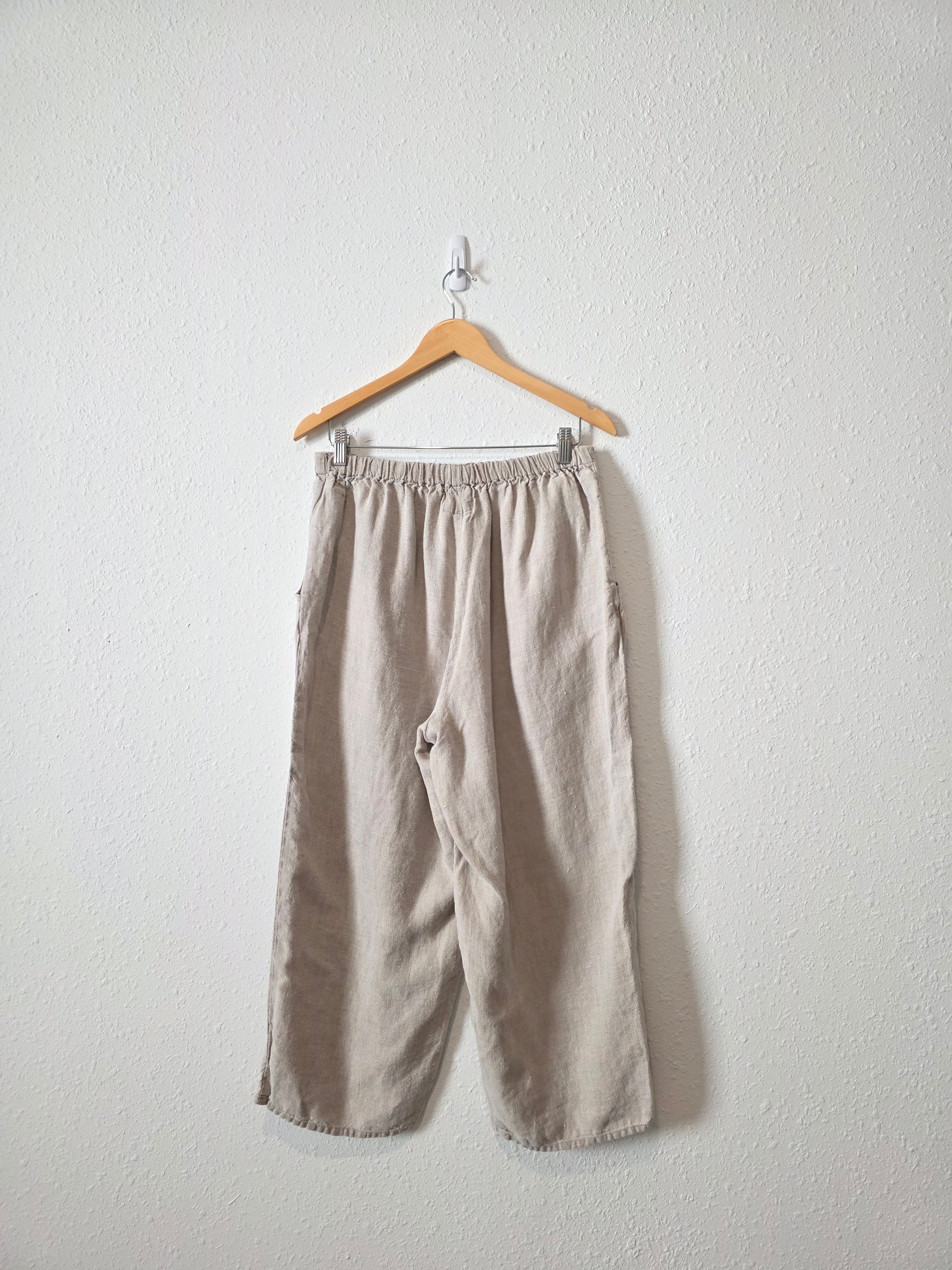 Flax Linen Wide Leg Pants (M)