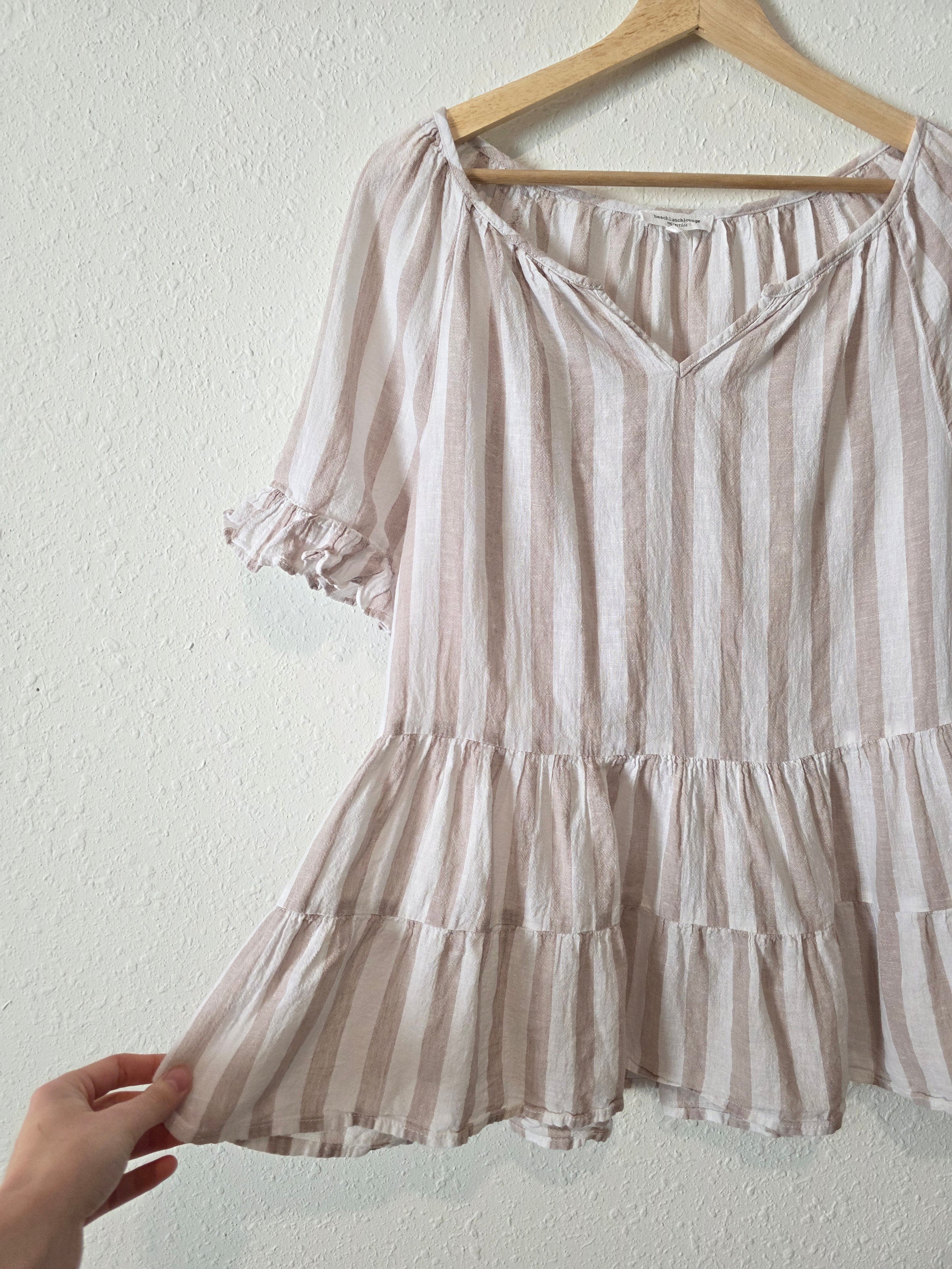 Striped Linen Cotton Blouse (M)
