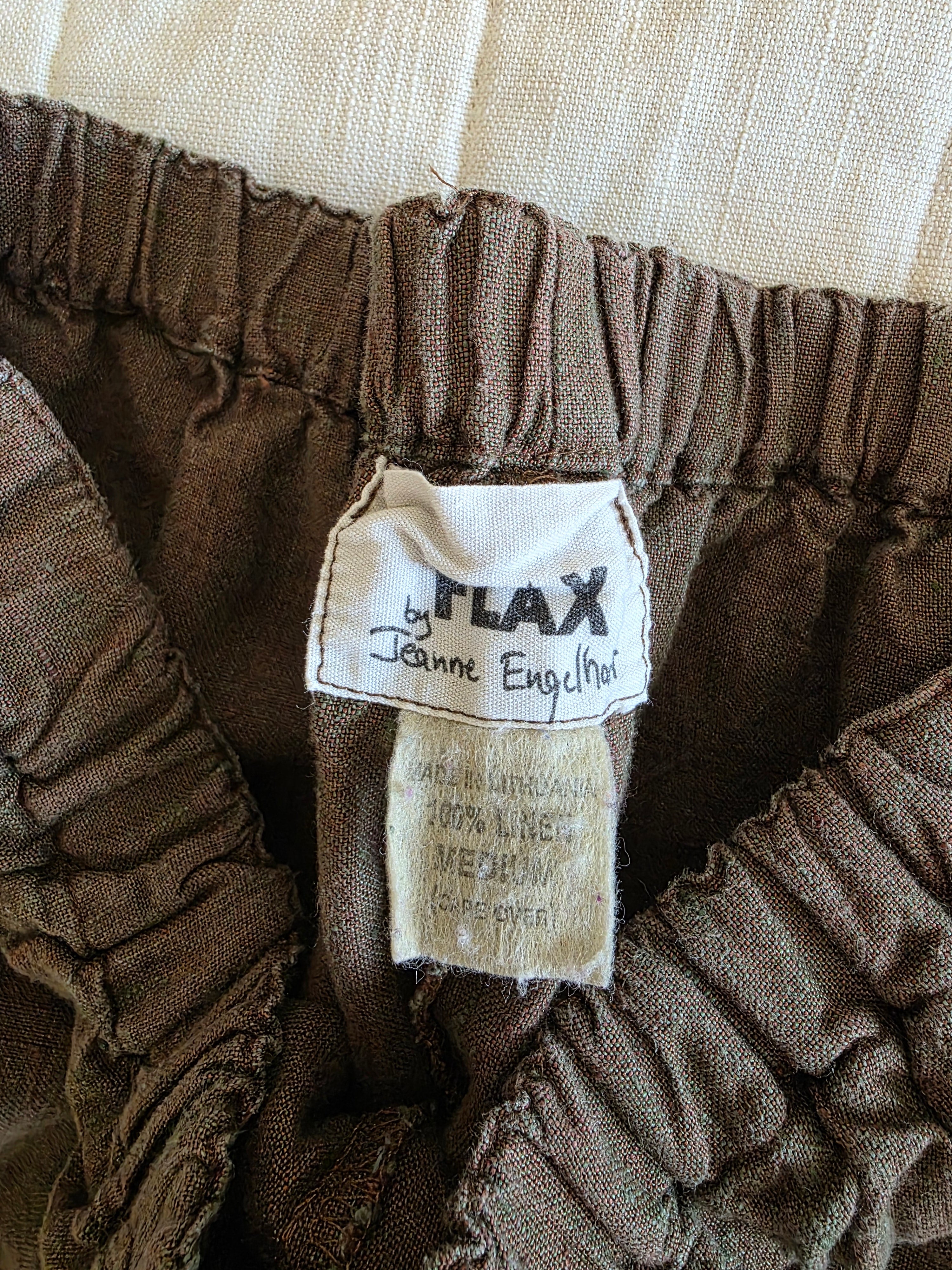 Flax Brown Wide Leg Linen Pants (M)