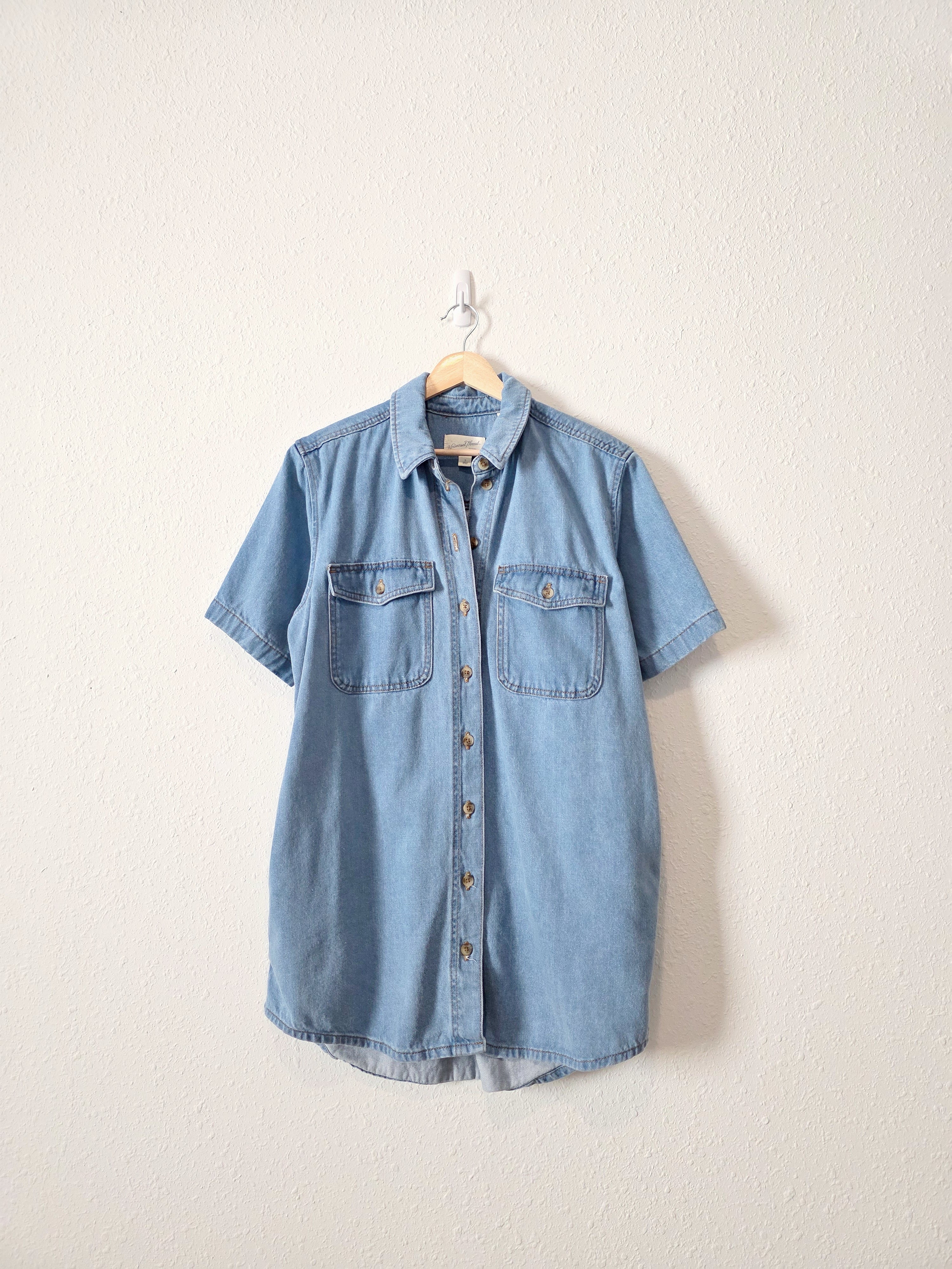 Denim Mini Shirt Dress (S)