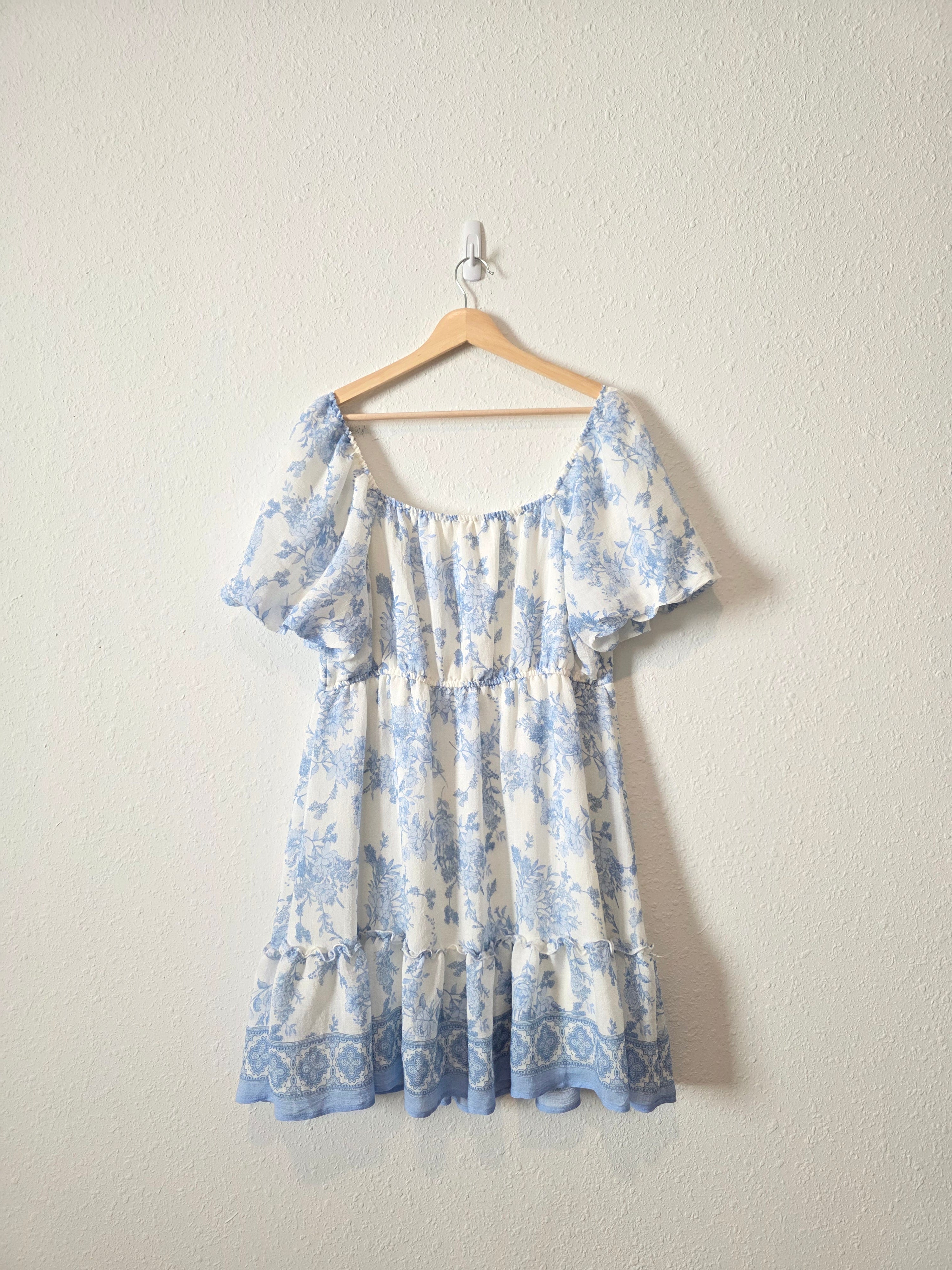 Blu Pepper Floral Puff Sleeve Dress (XL)