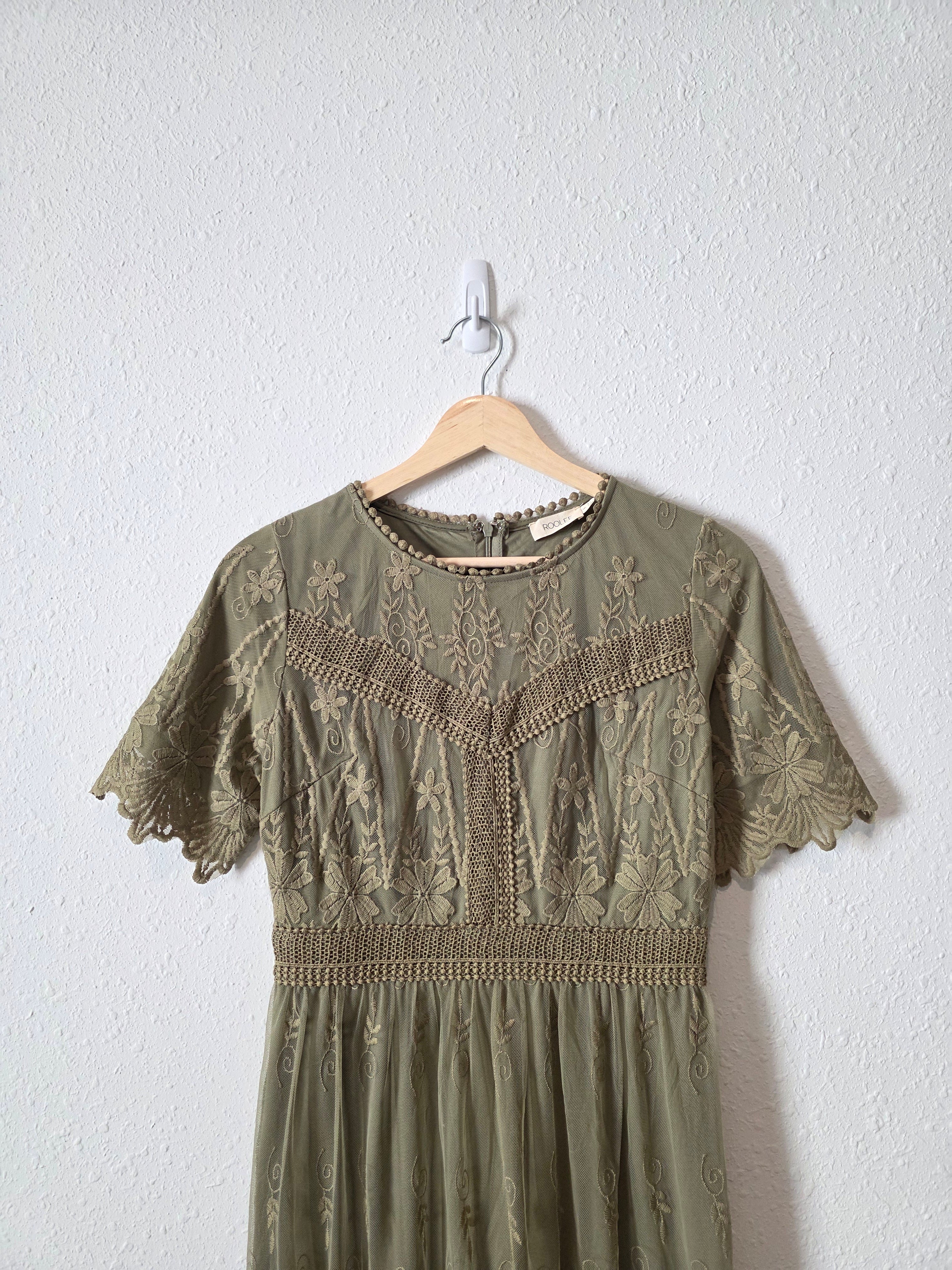 Roolee Green Floral Midi Dress (S)