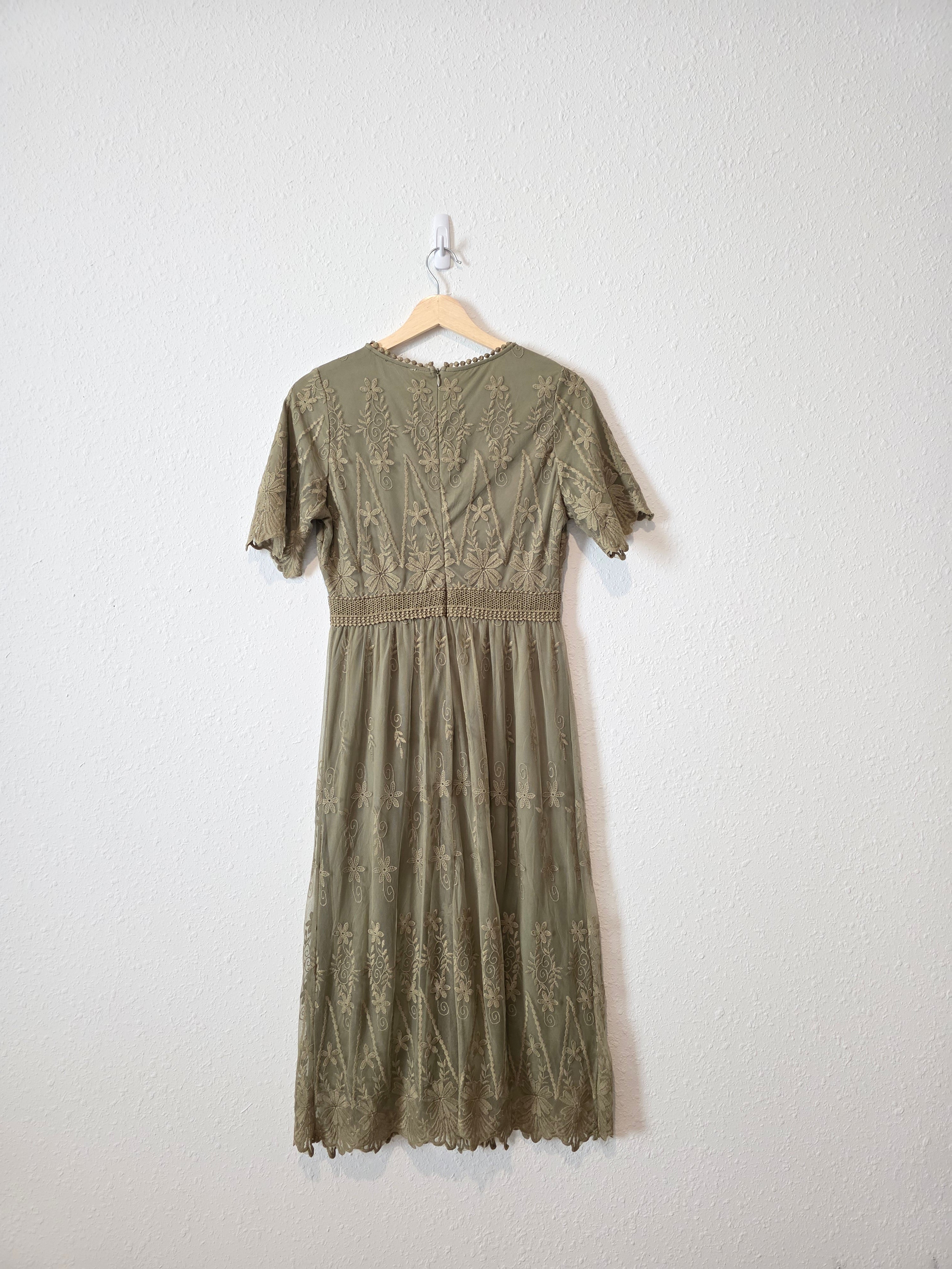 Roolee Green Floral Midi Dress (S)