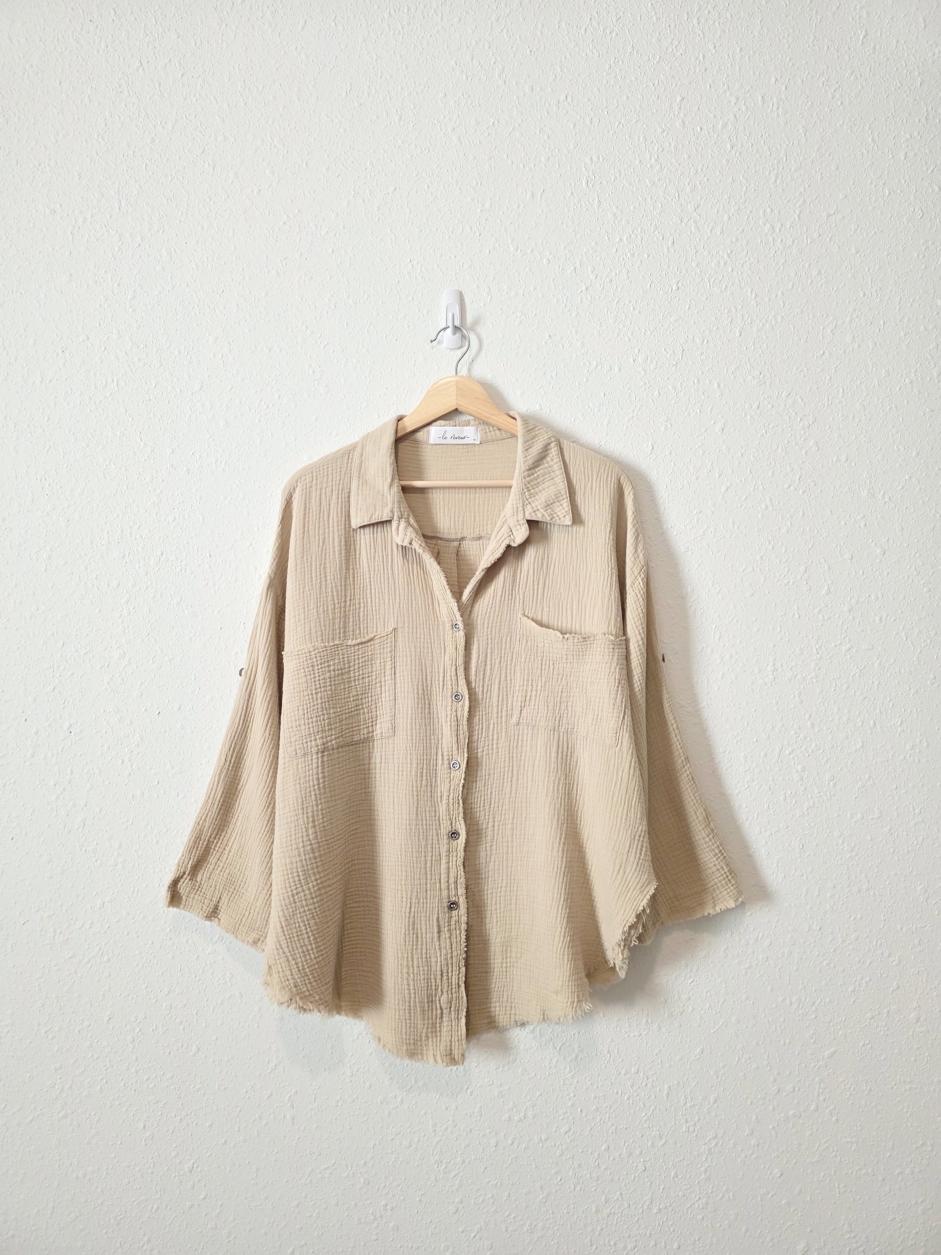 Oversized Cotton Gauze Button Up (M)