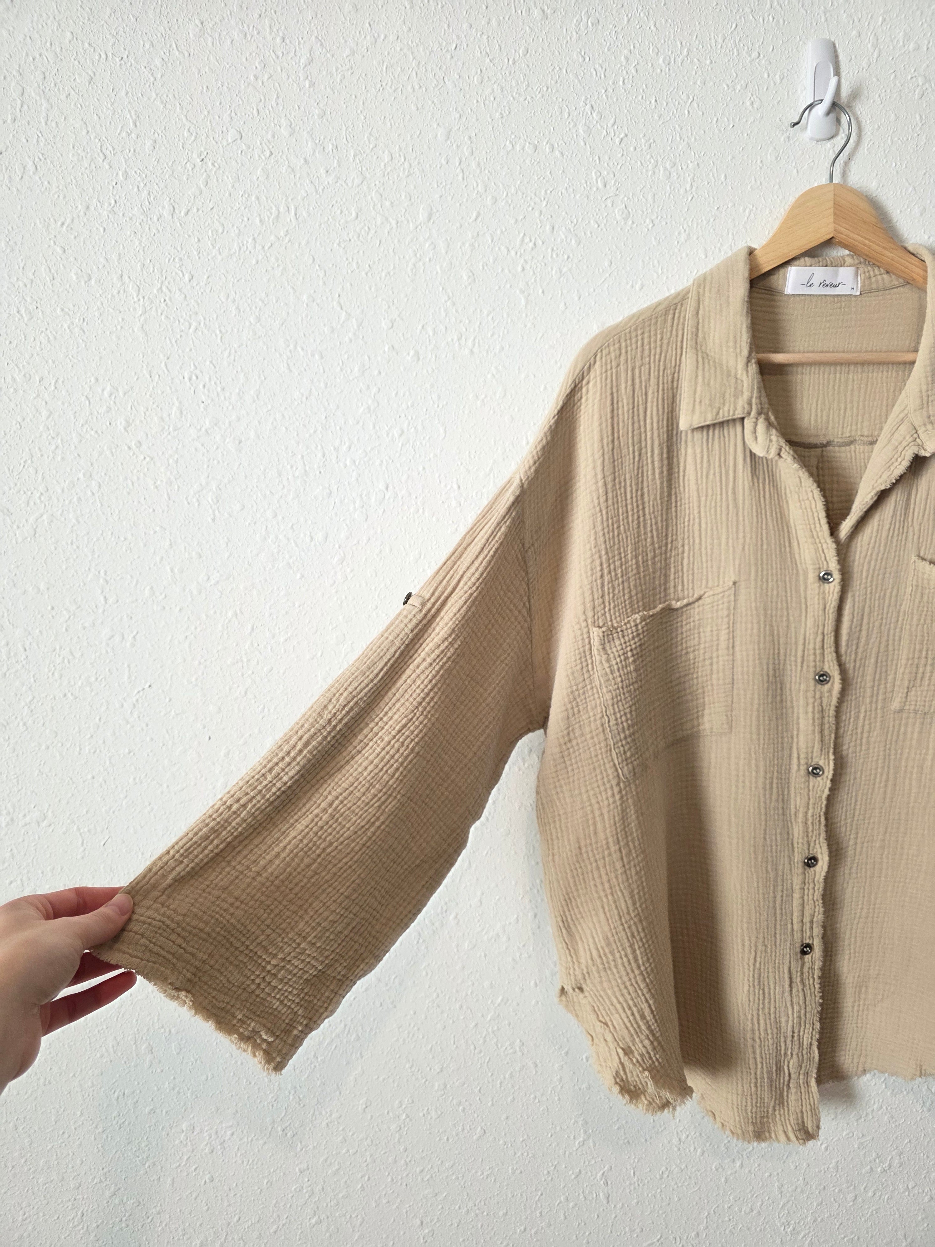 Oversized Cotton Gauze Button Up (M)