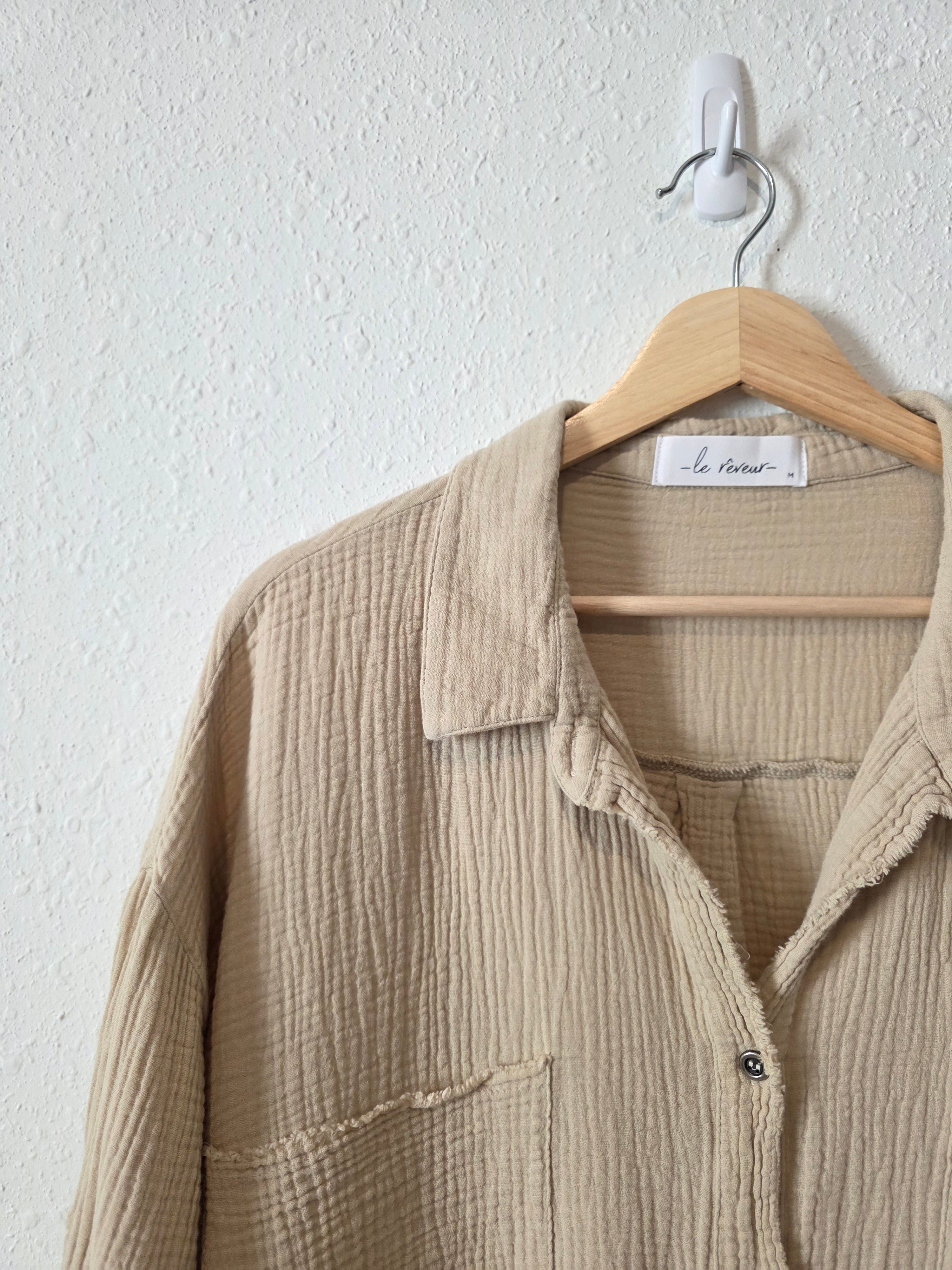 Oversized Cotton Gauze Button Up (M)