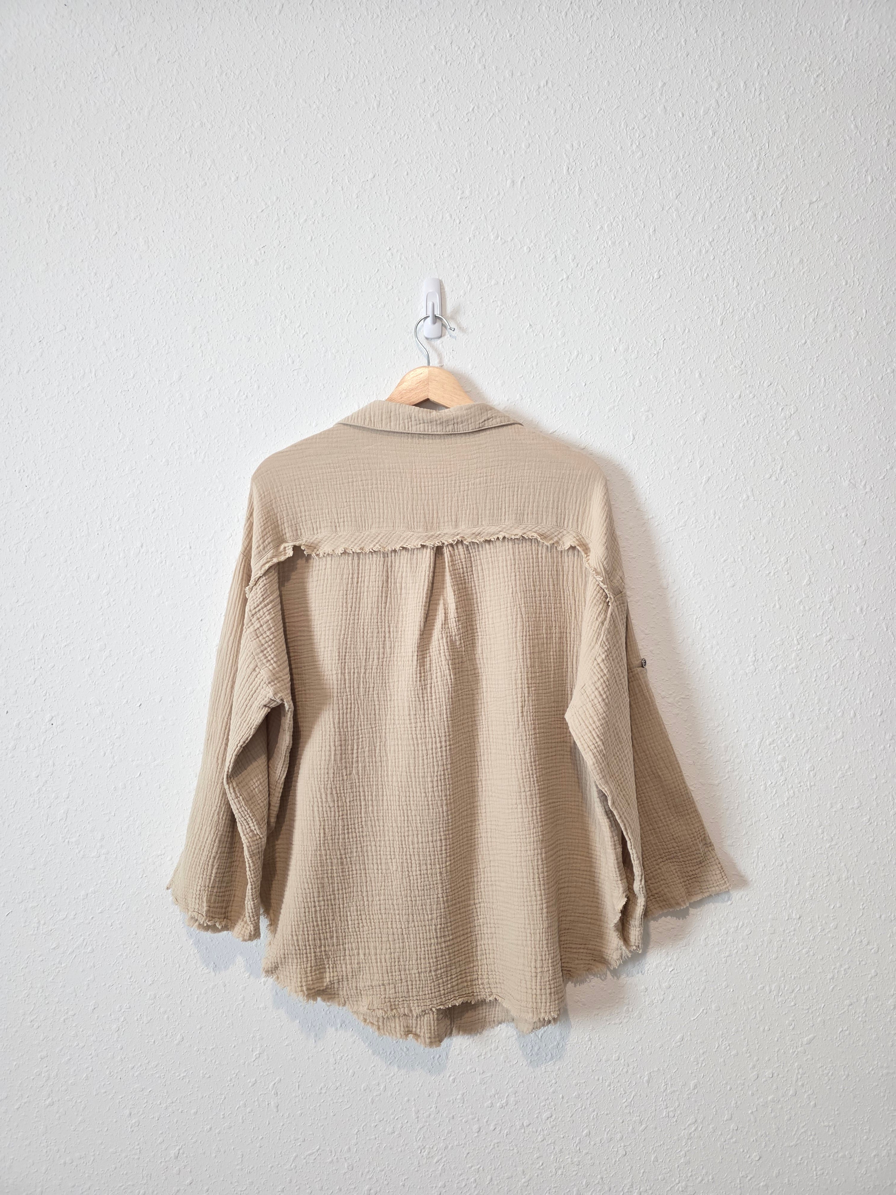 Oversized Cotton Gauze Button Up (M)