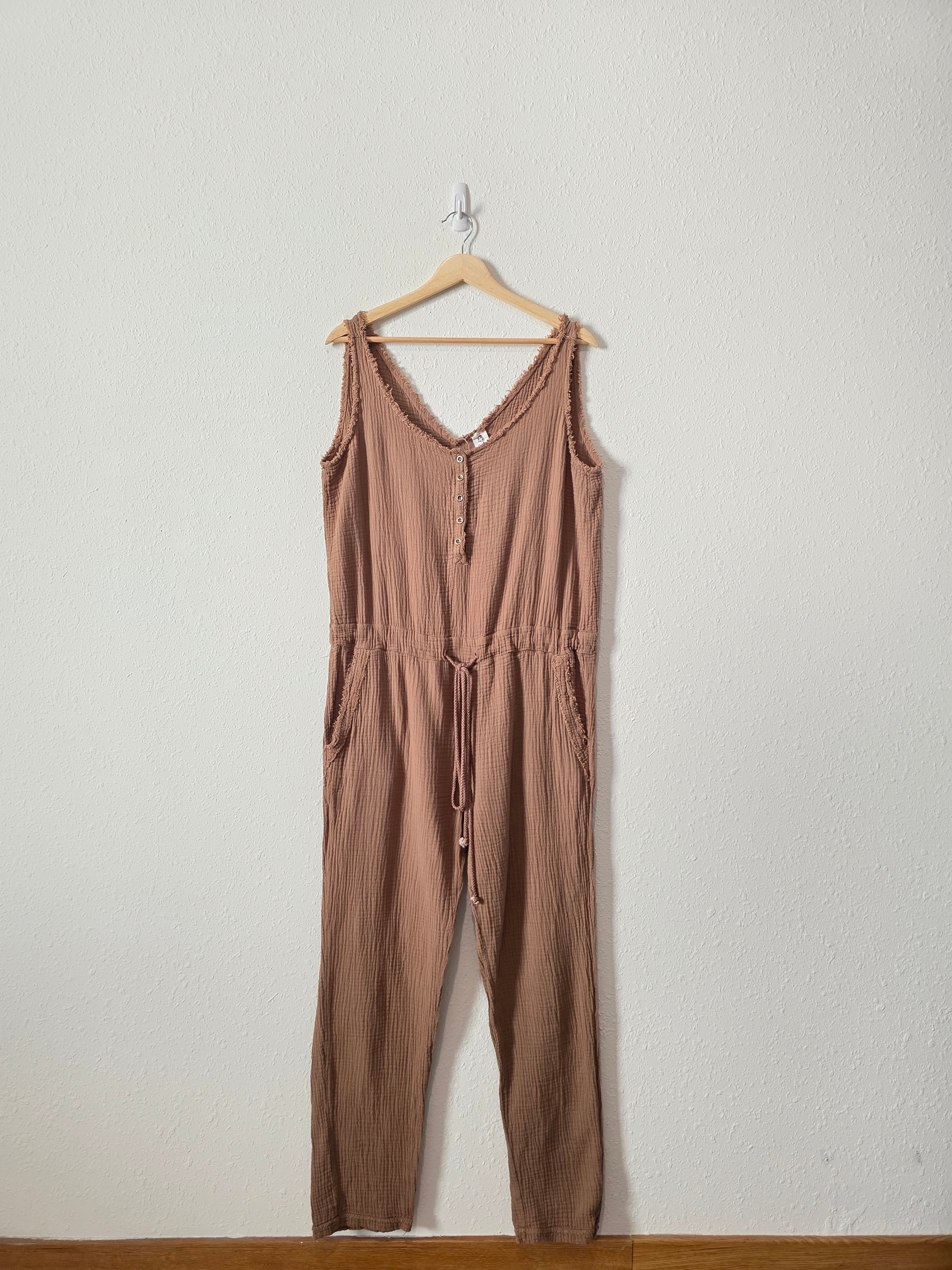 Brown Cotton Gauze Jumpsuit (M)