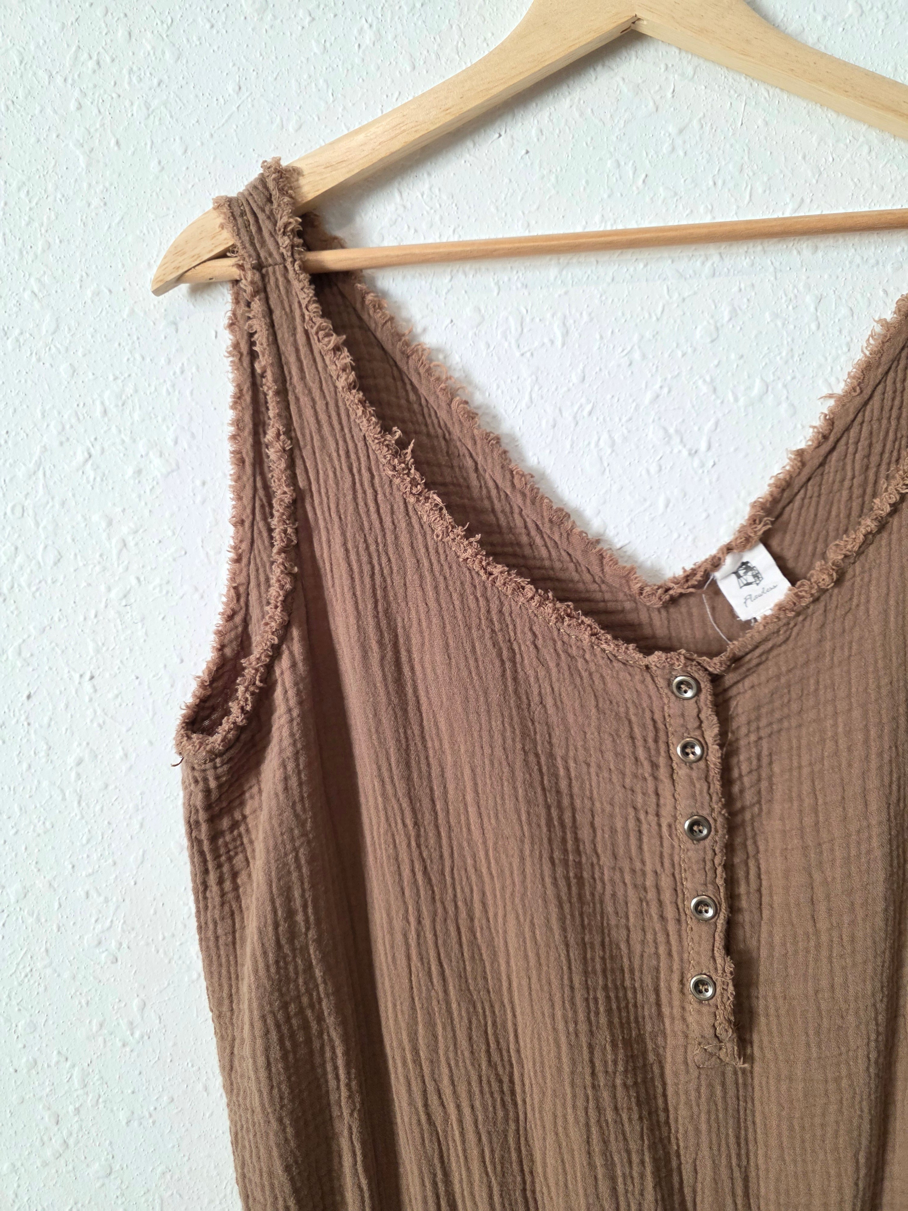 Brown Cotton Gauze Jumpsuit (M)