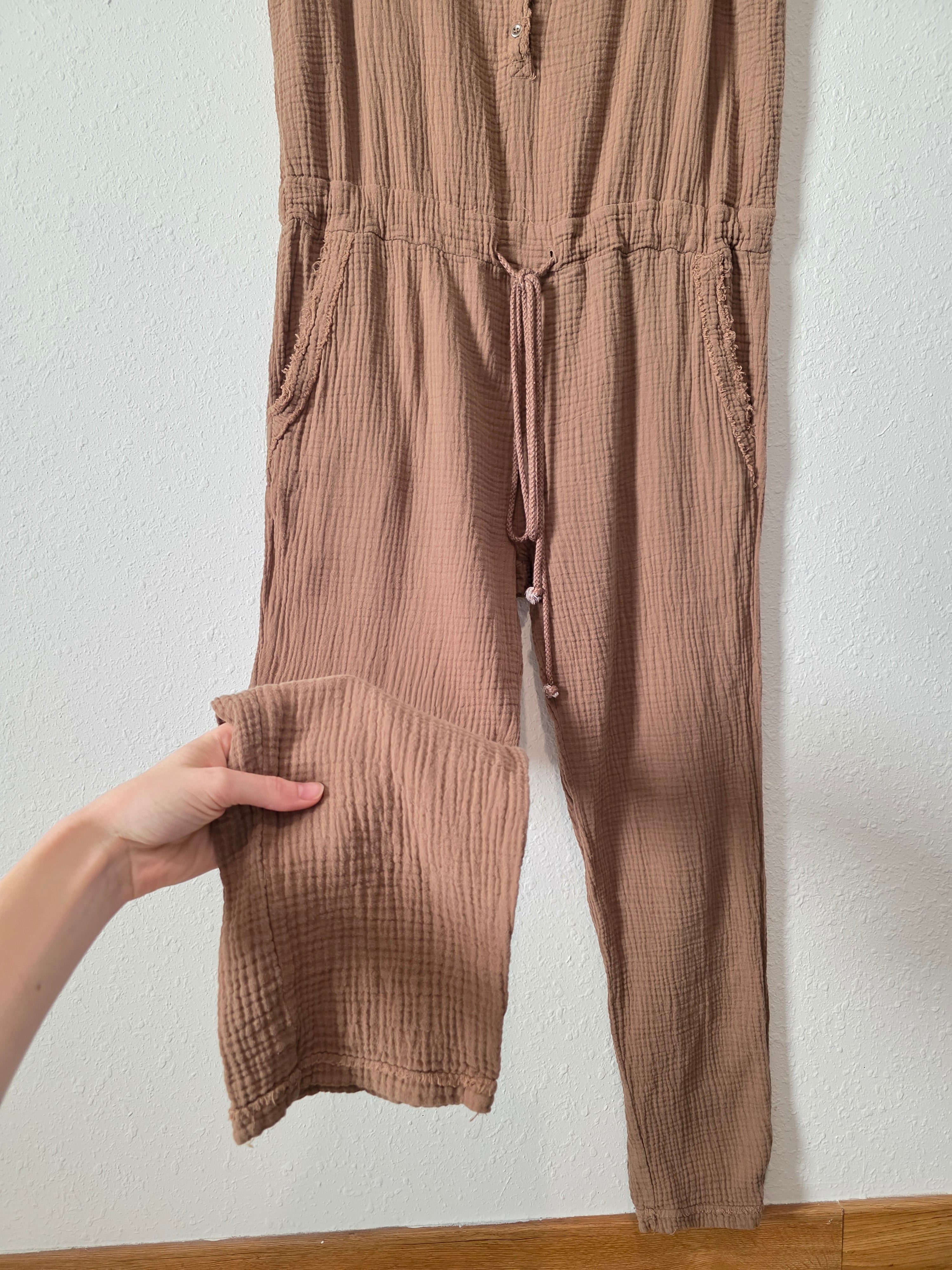 Brown Cotton Gauze Jumpsuit (M)