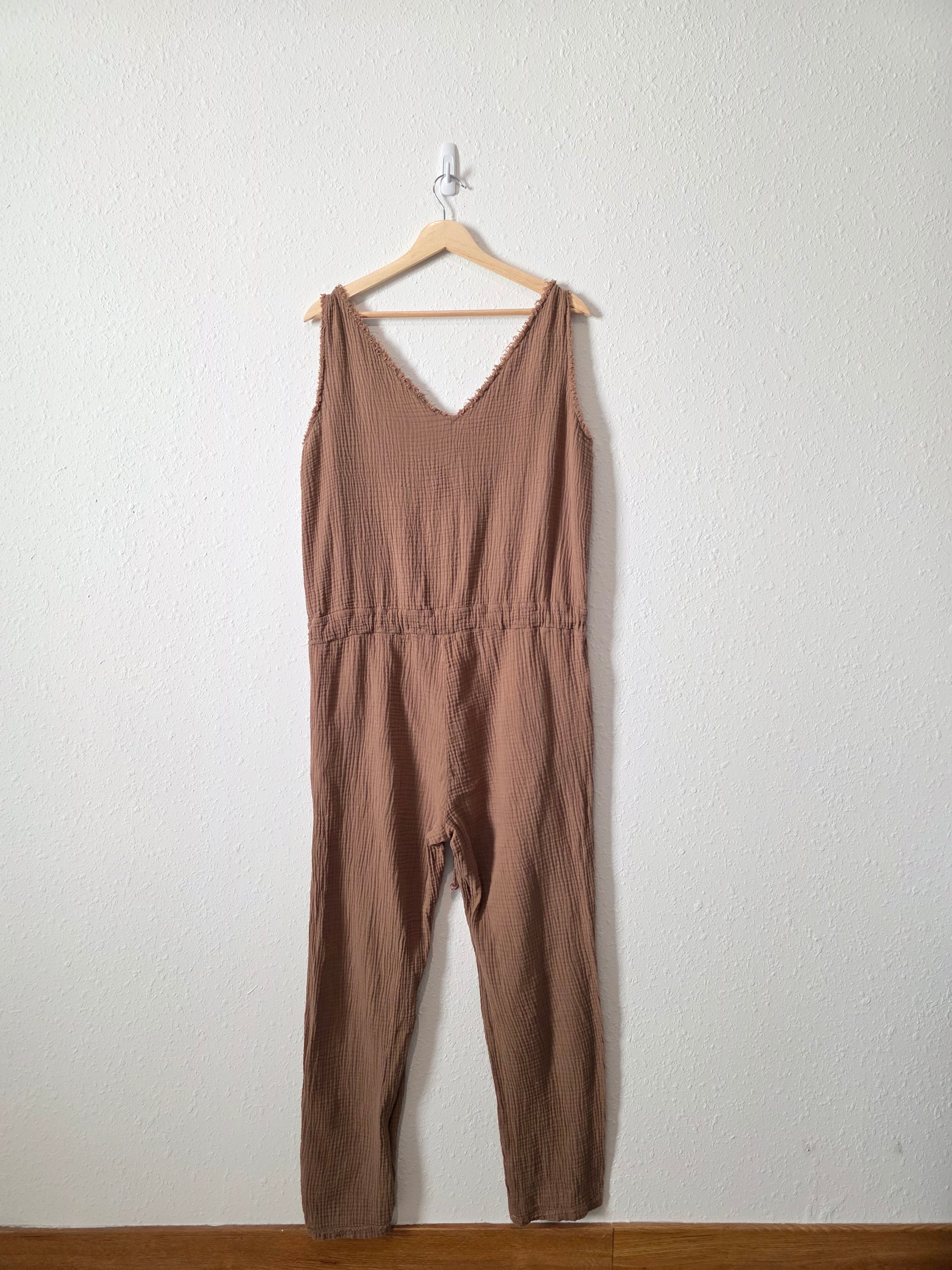 Brown Cotton Gauze Jumpsuit (M)