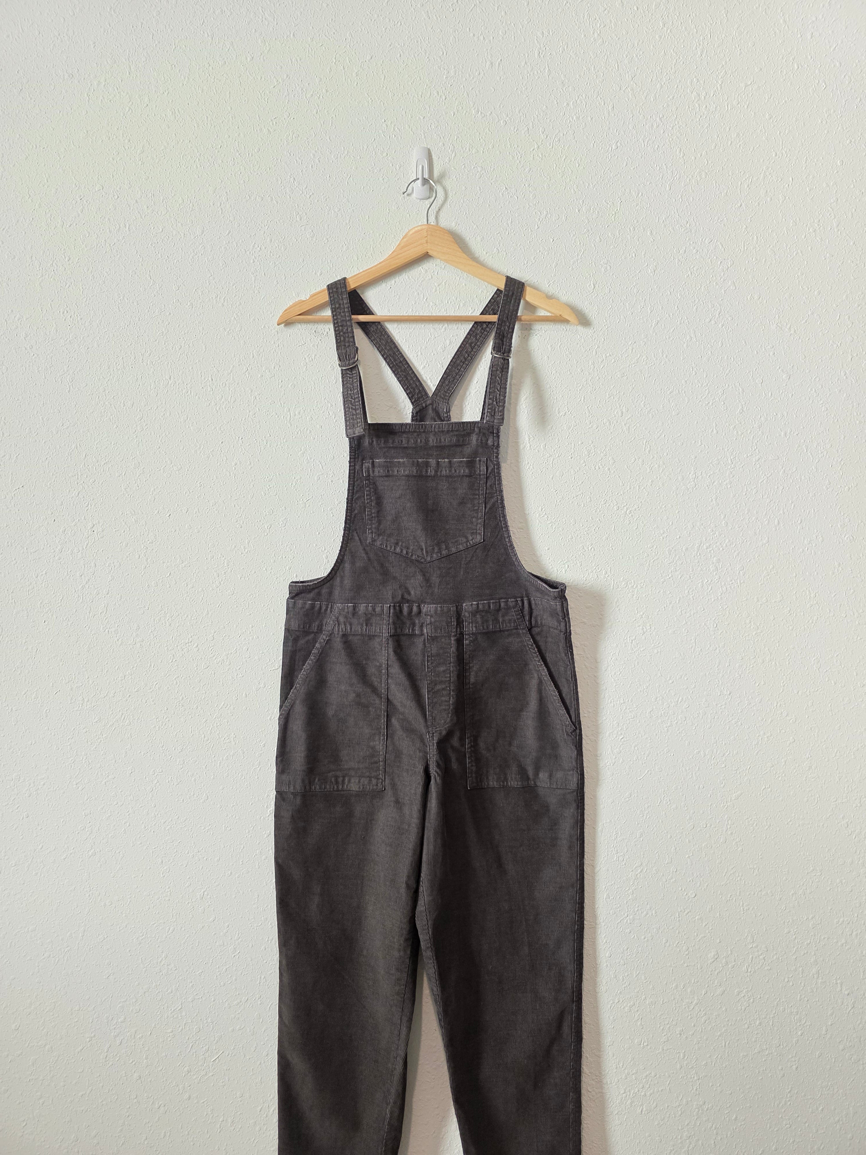 Aerie Gray Corduroy Overalls (XS)