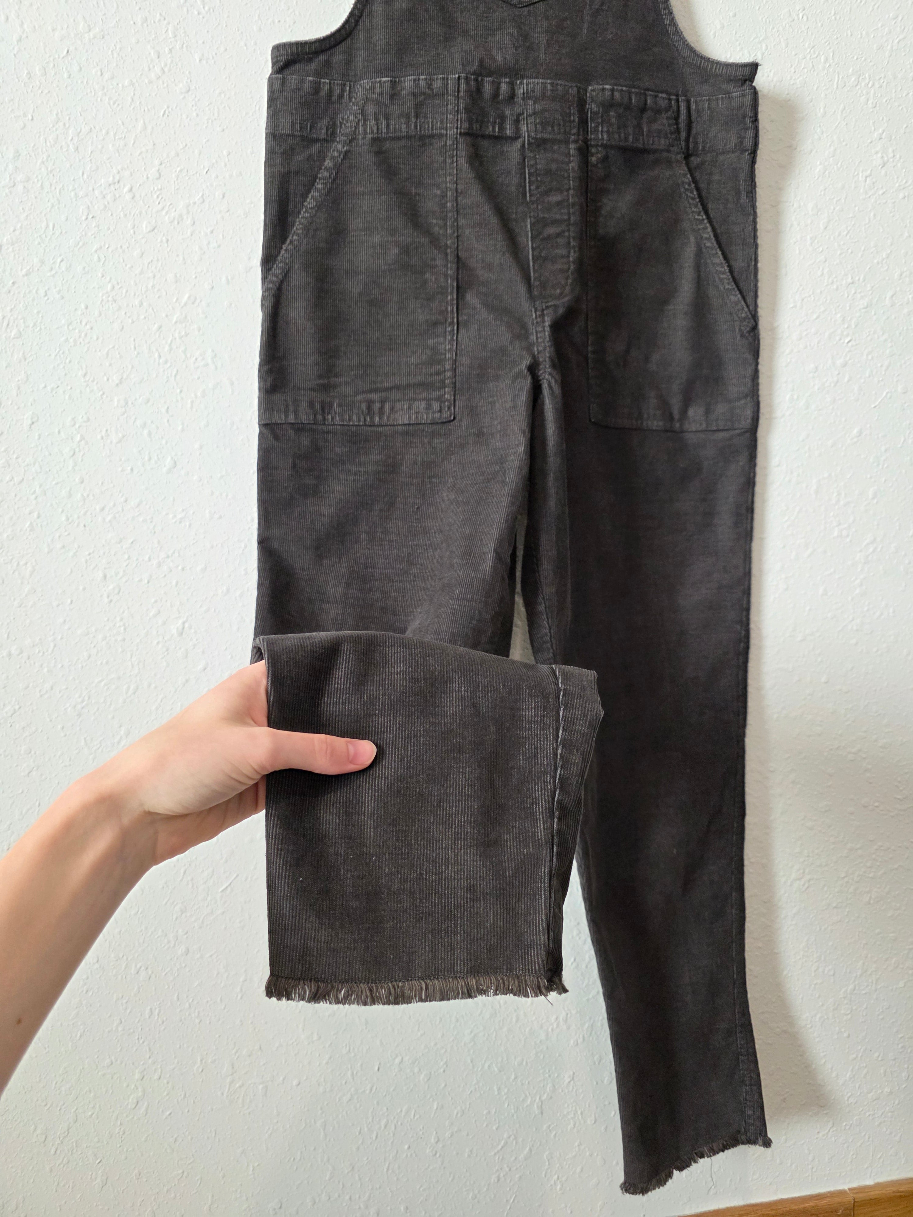 Aerie Gray Corduroy Overalls (XS)