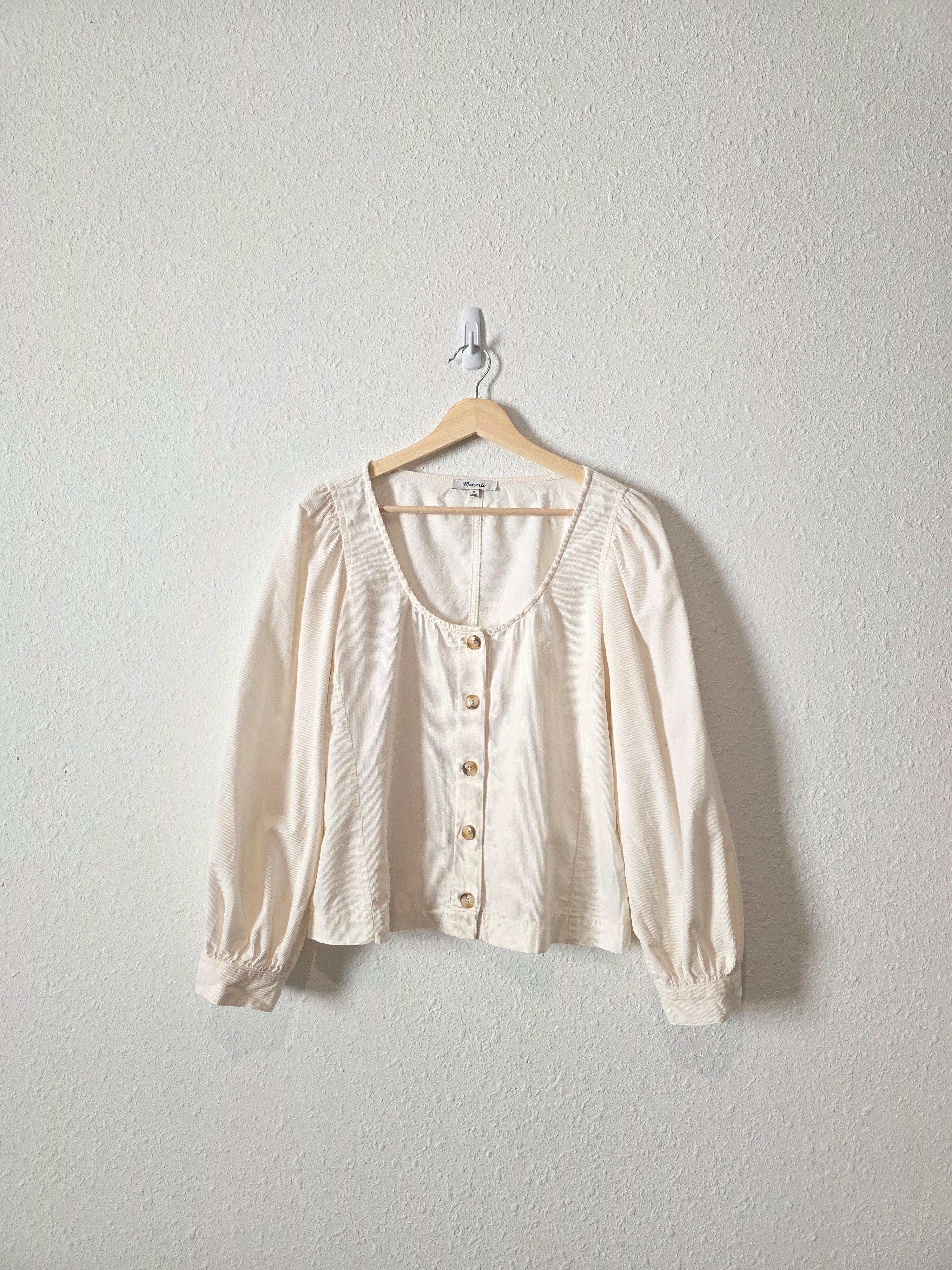 Madewell Cord Puff Sleeve Top (M)