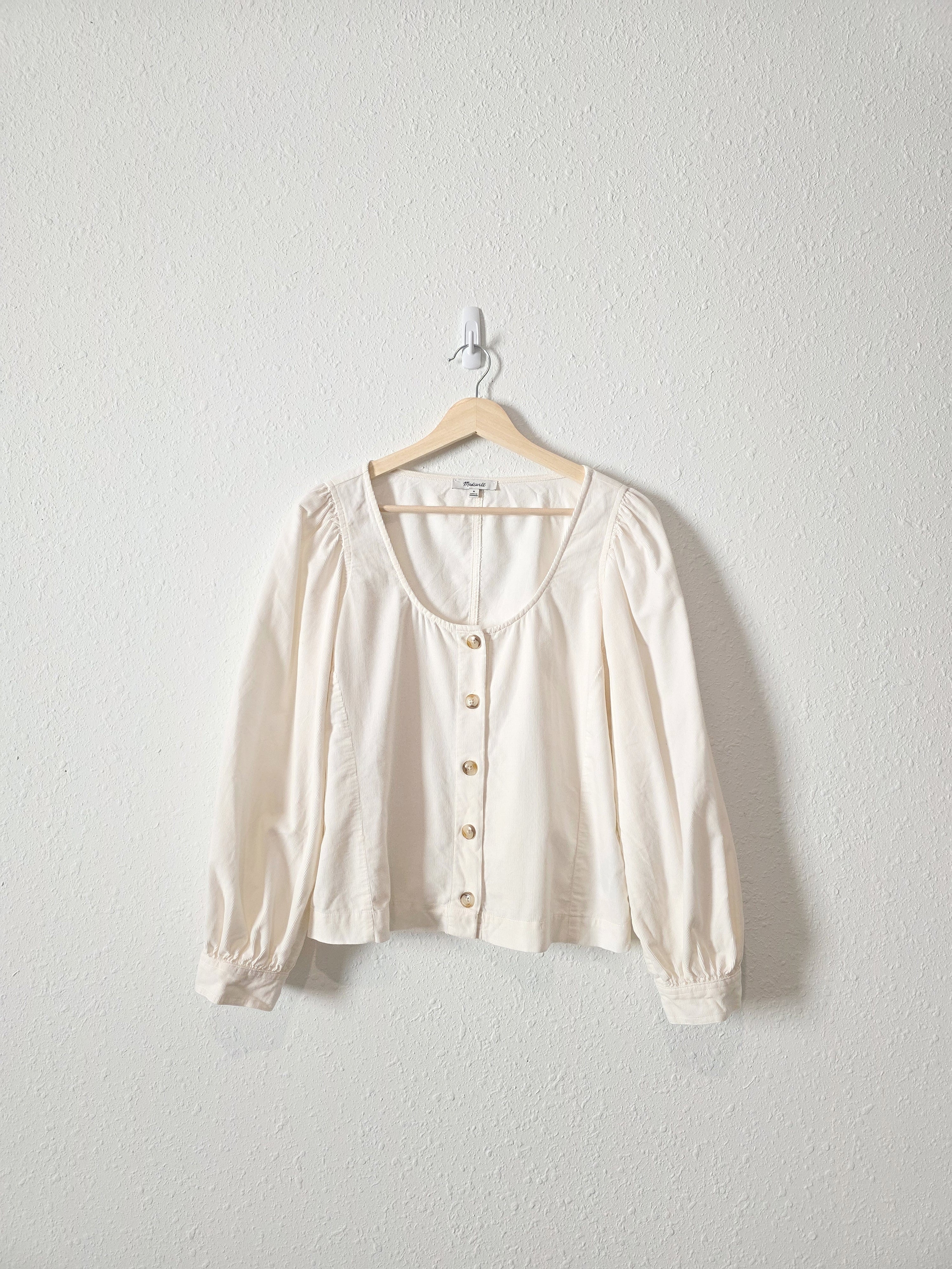 Madewell Cord Puff Sleeve Top (M)