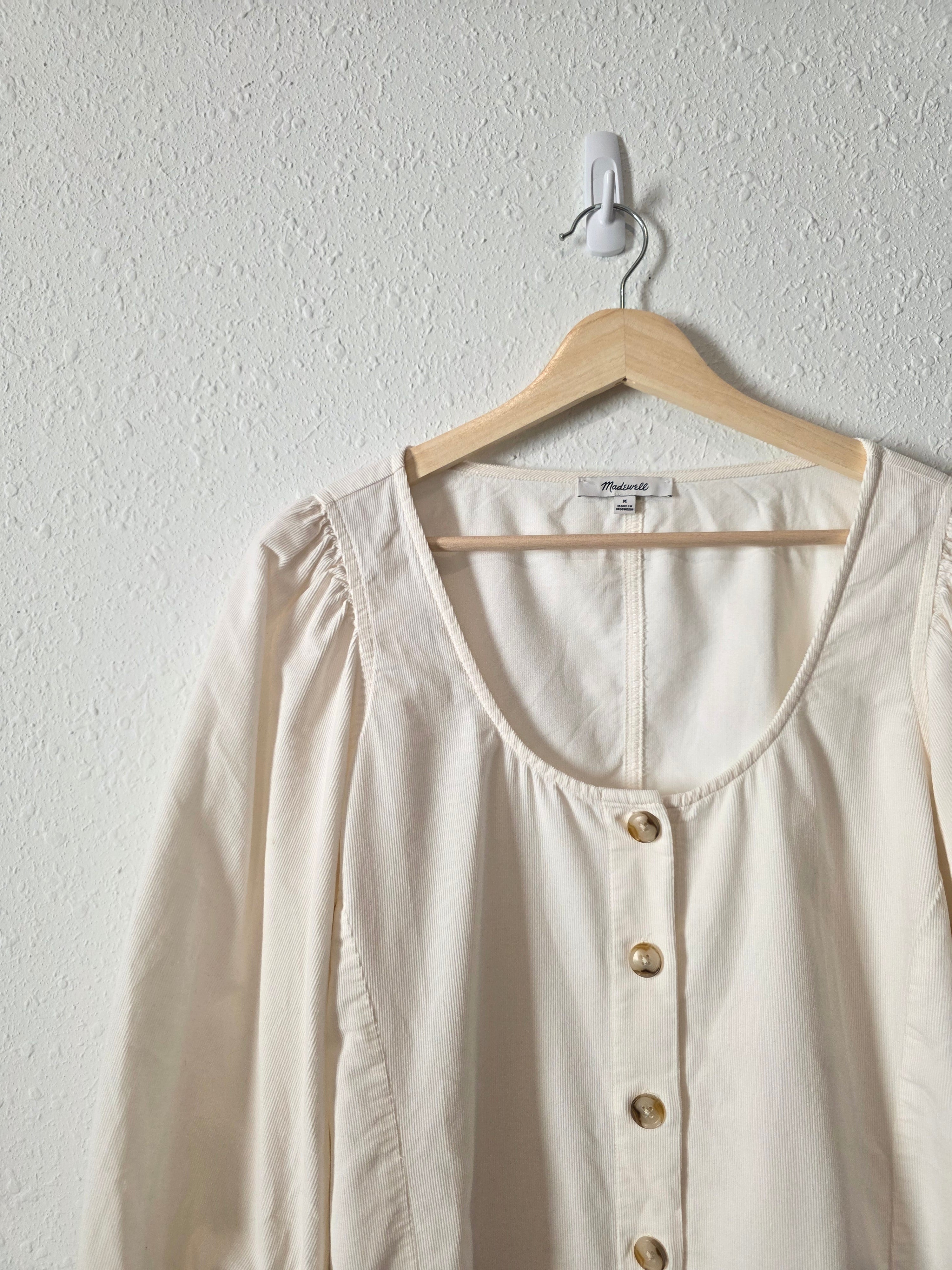 Madewell Cord Puff Sleeve Top (M)
