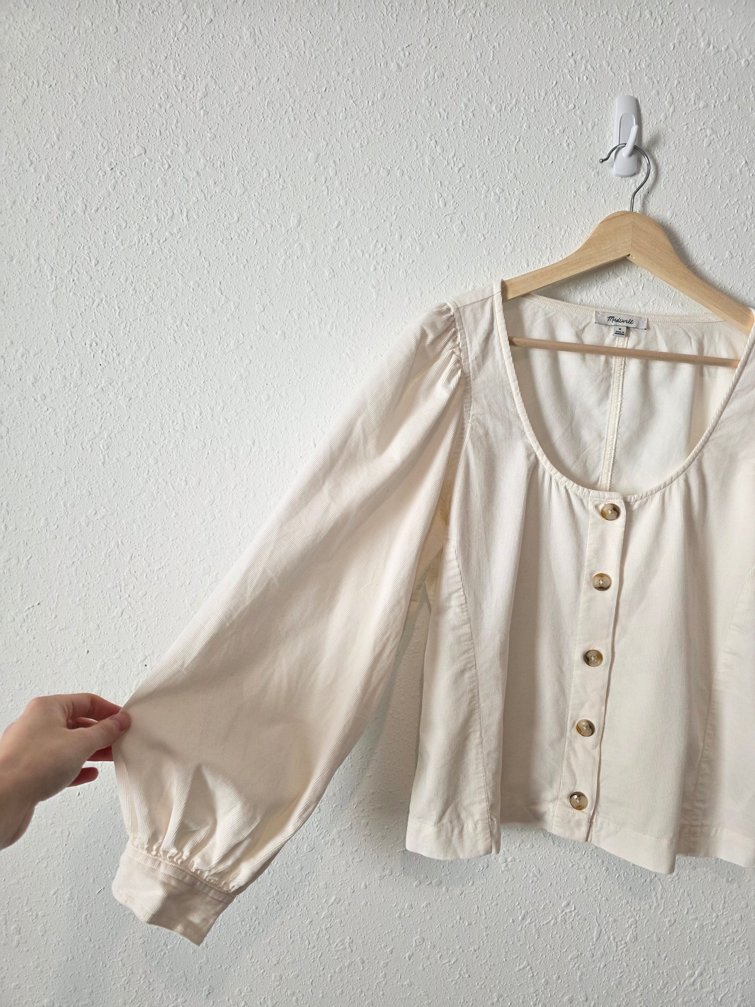 Madewell Cord Puff Sleeve Top (M)