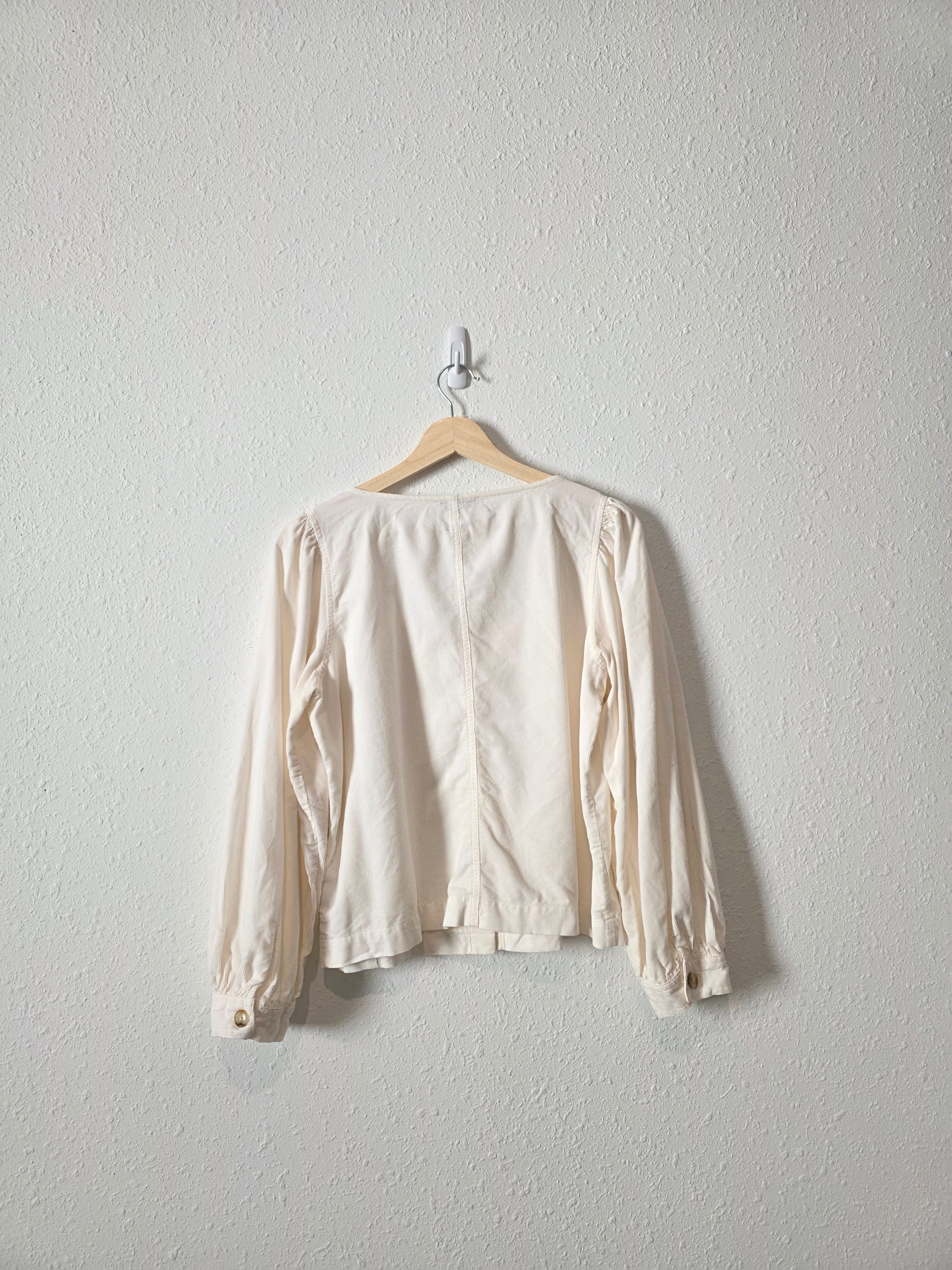 Madewell Cord Puff Sleeve Top (M)