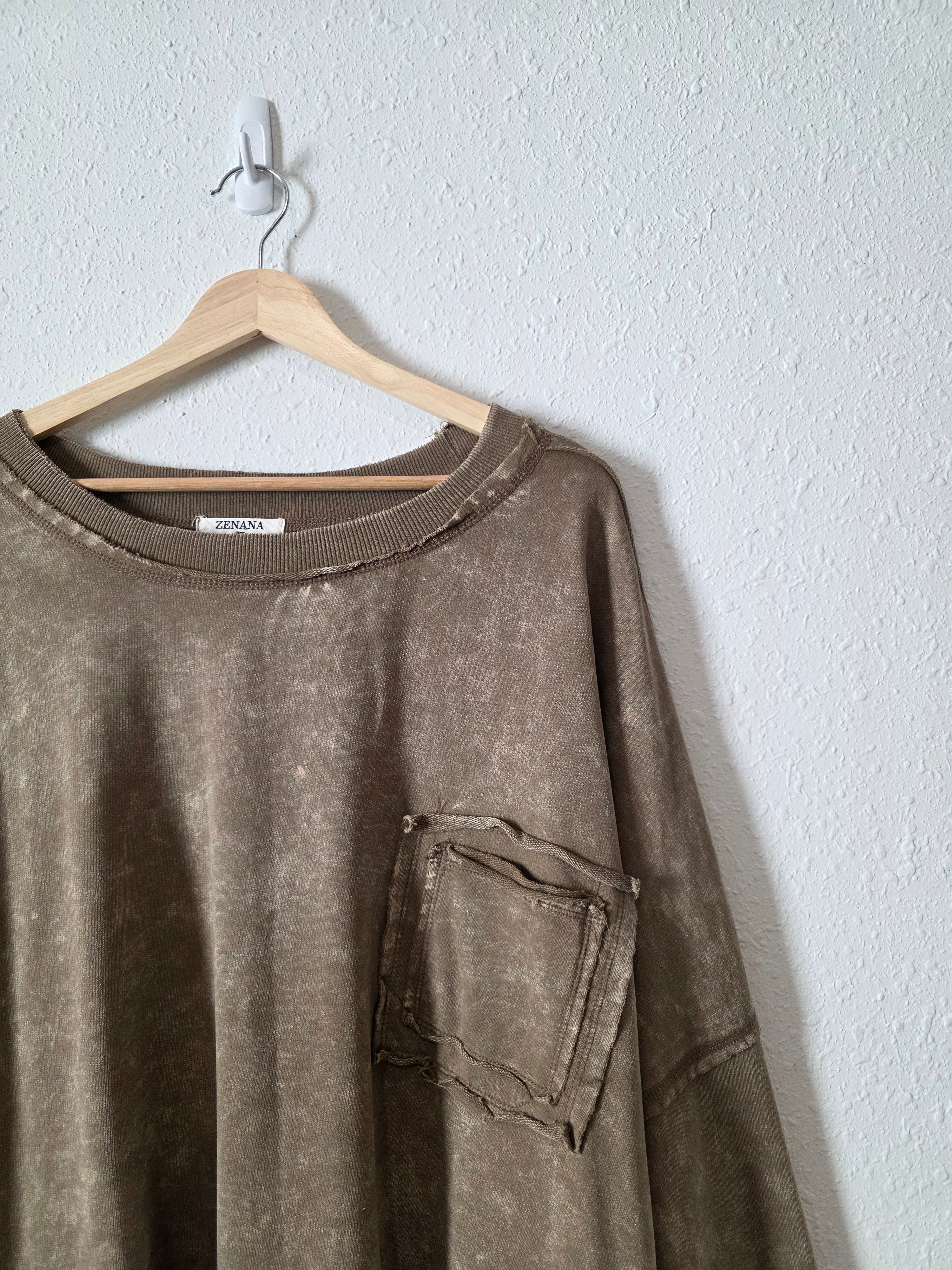 Zenana Brown Crew Sweatshirt (3X)