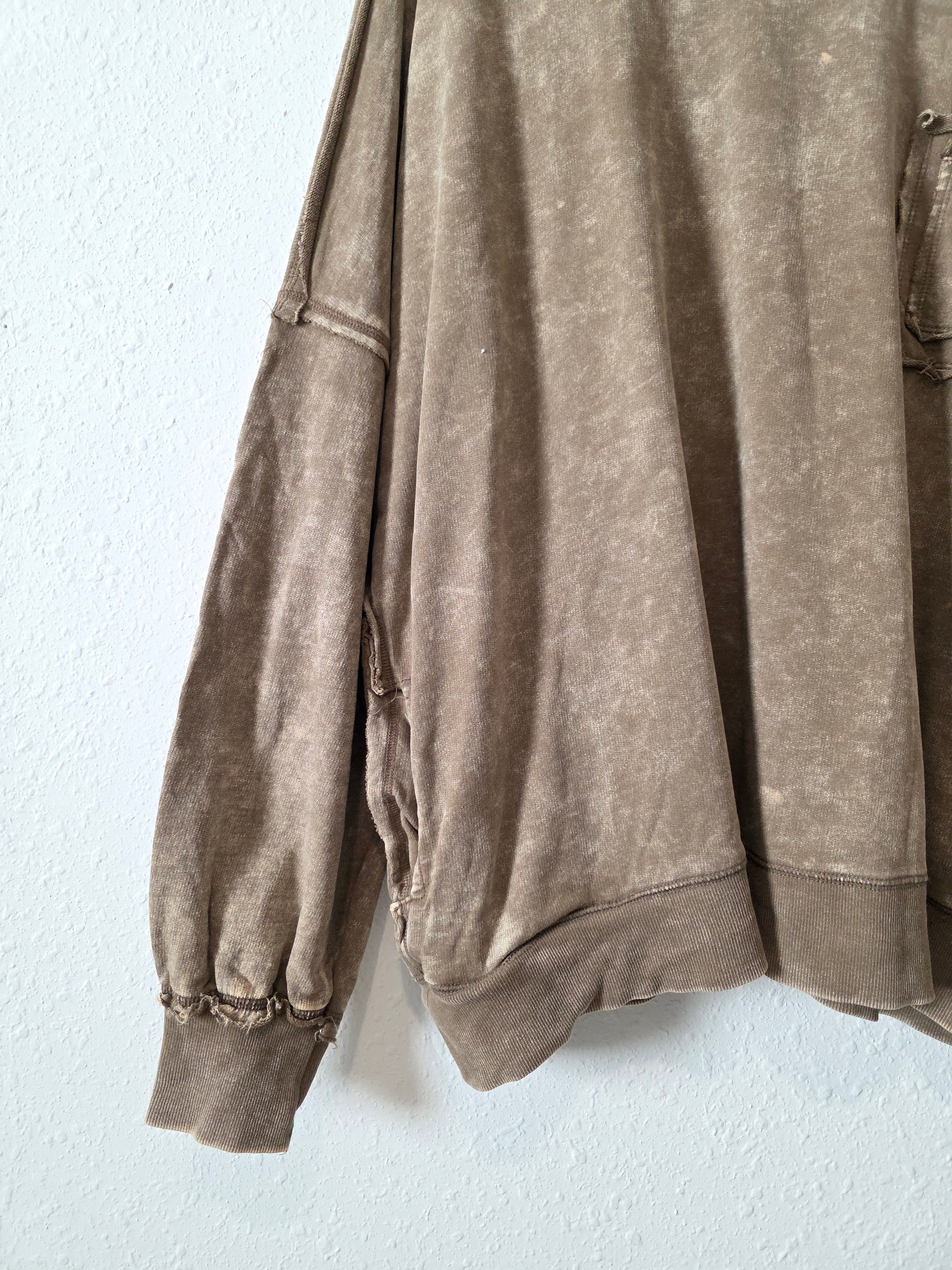 Zenana Brown Crew Sweatshirt (3X)