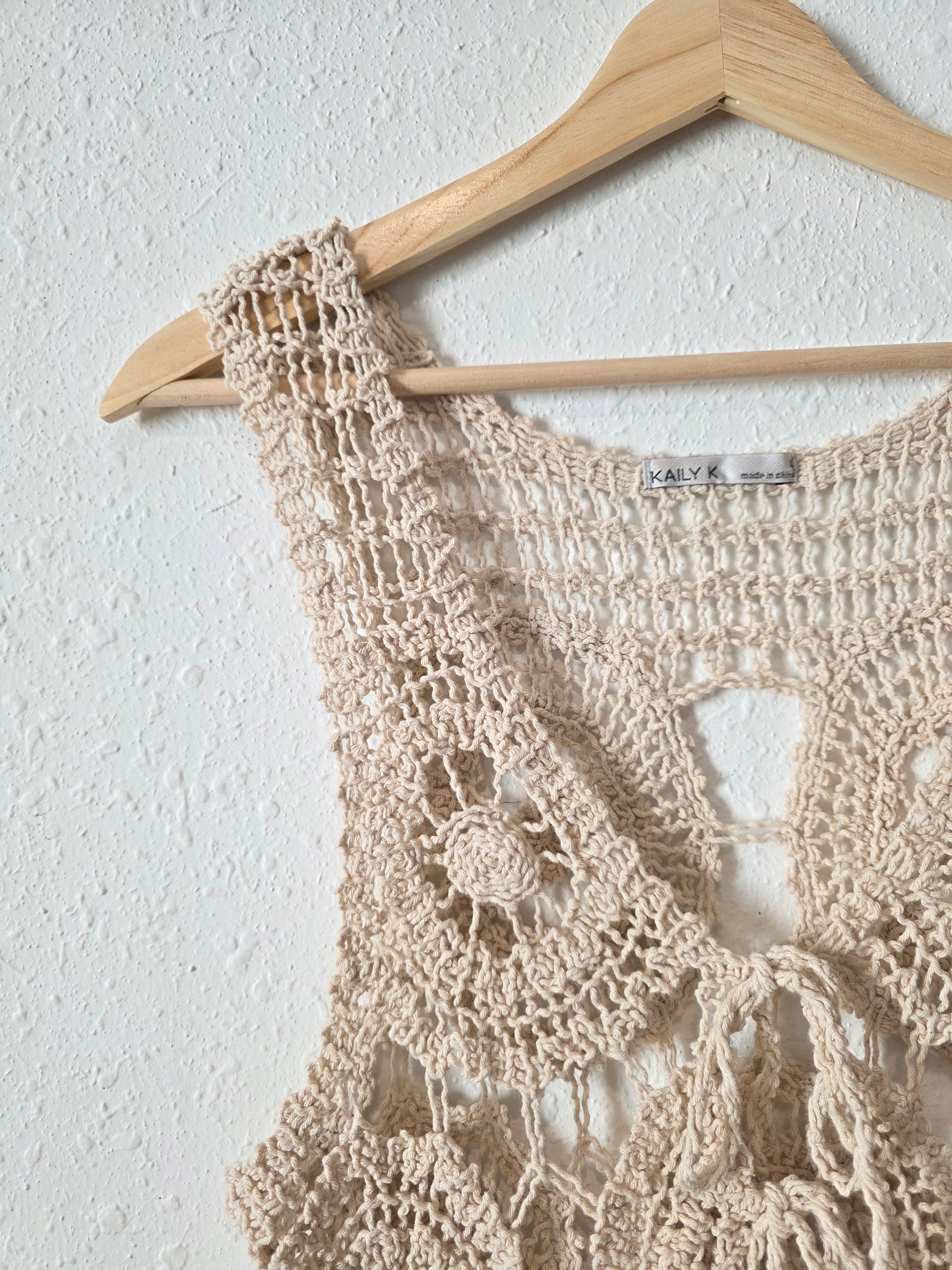Crochet Tie Front Top (L)