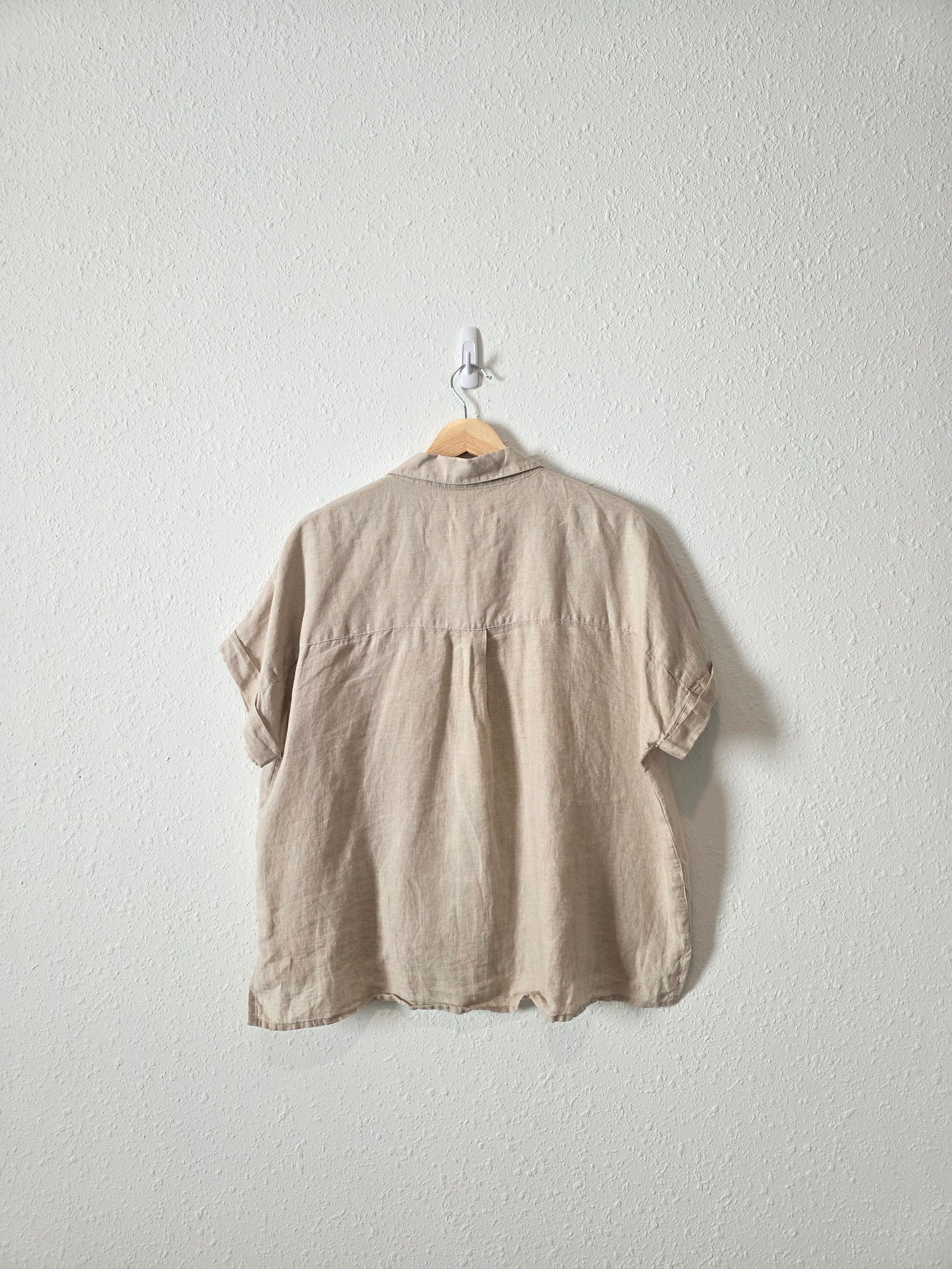 Linen Button Up Boxy Shirt (M)
