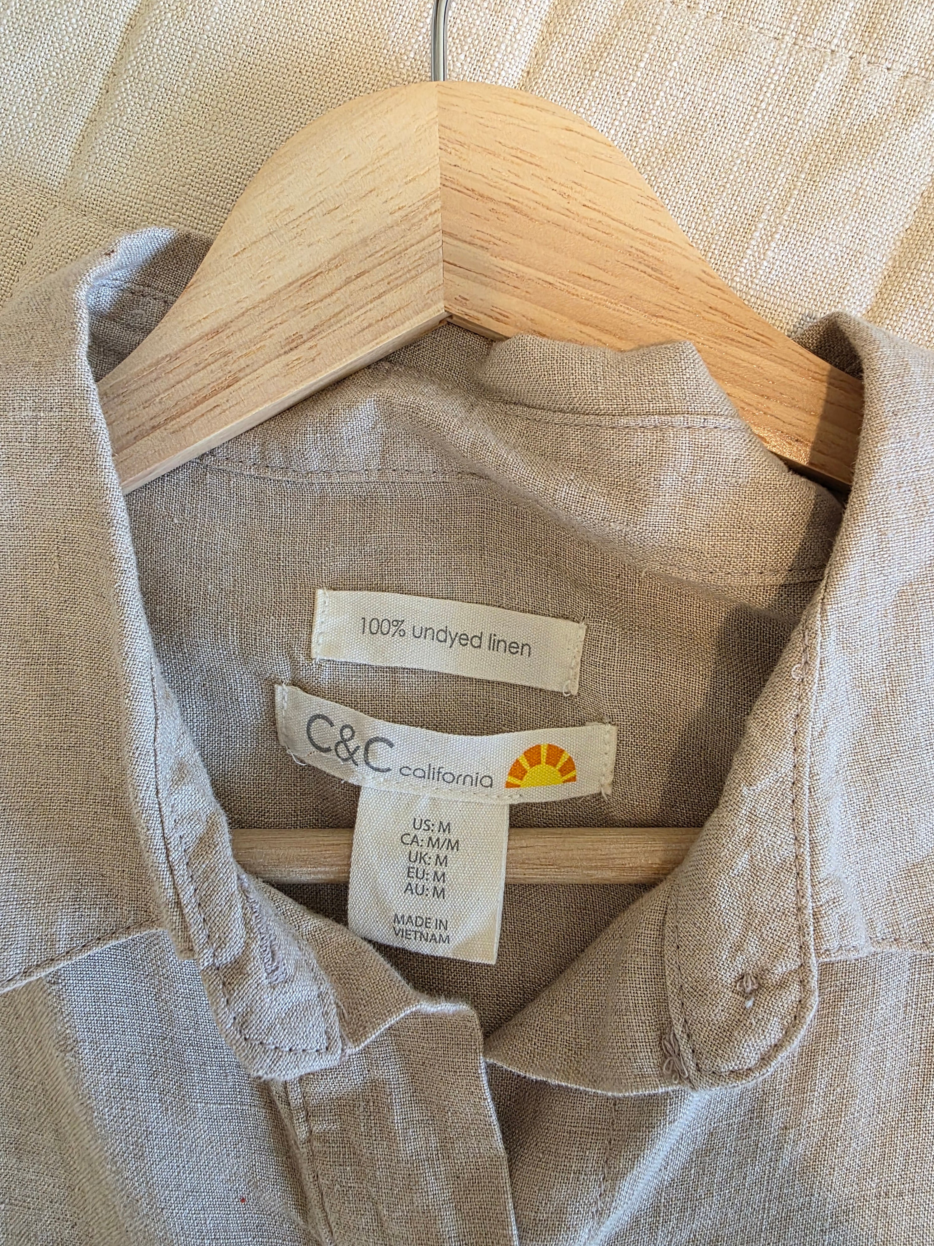 Linen Button Up Boxy Shirt (M)