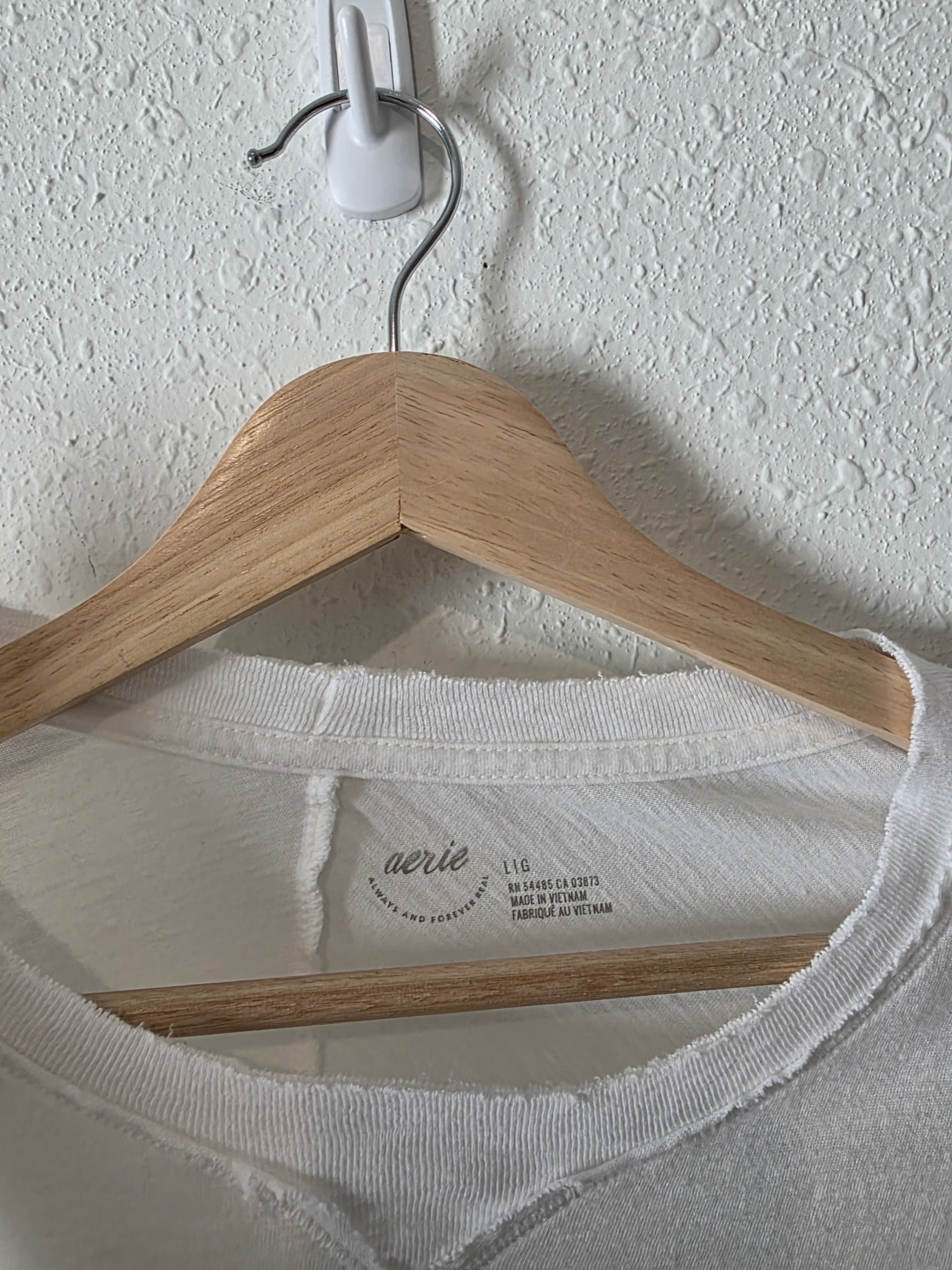 Aerie White Relaxed Cotton Tee (L)