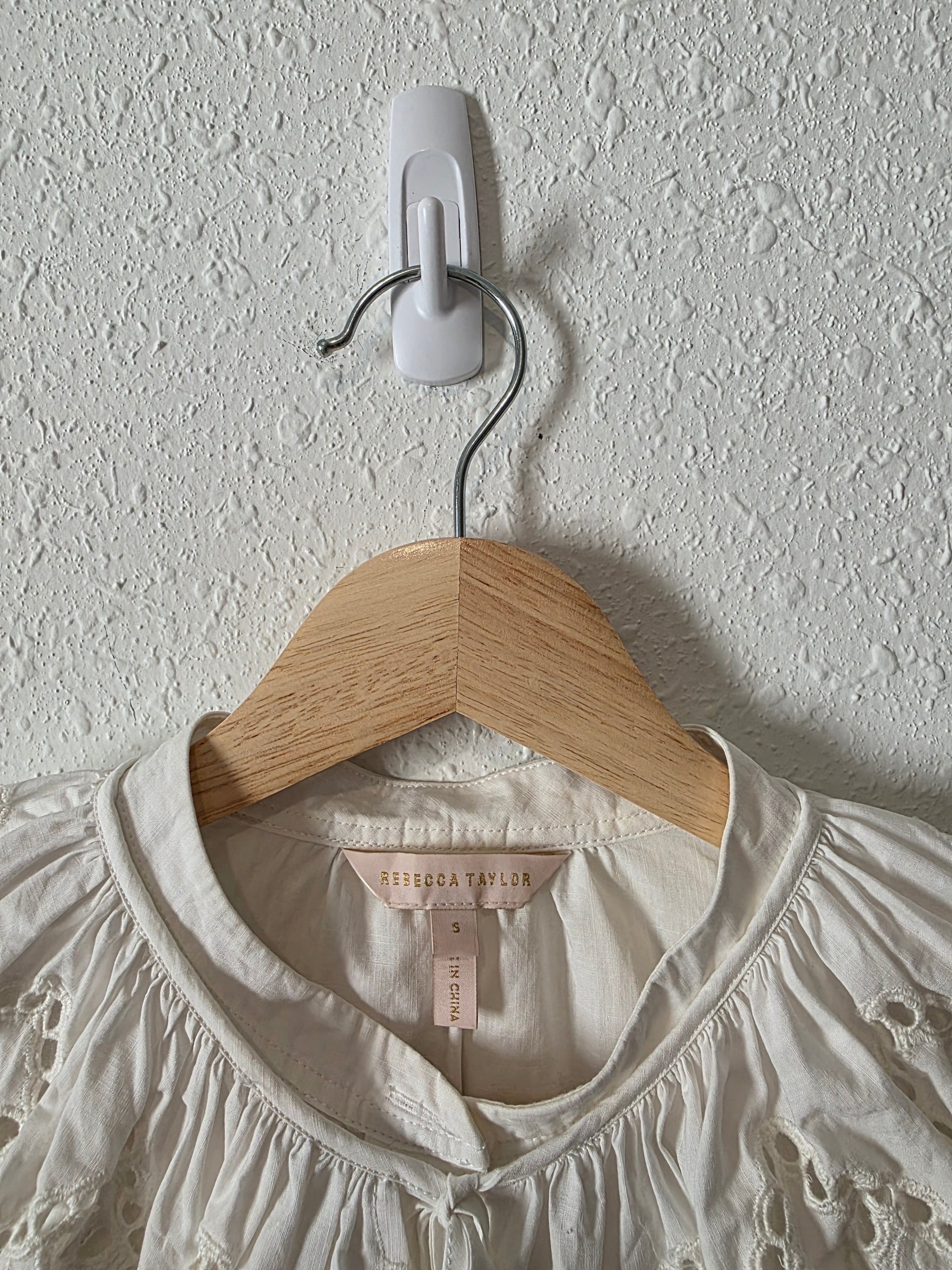 Rebecca Taylor Eyelet Collared Top (S)