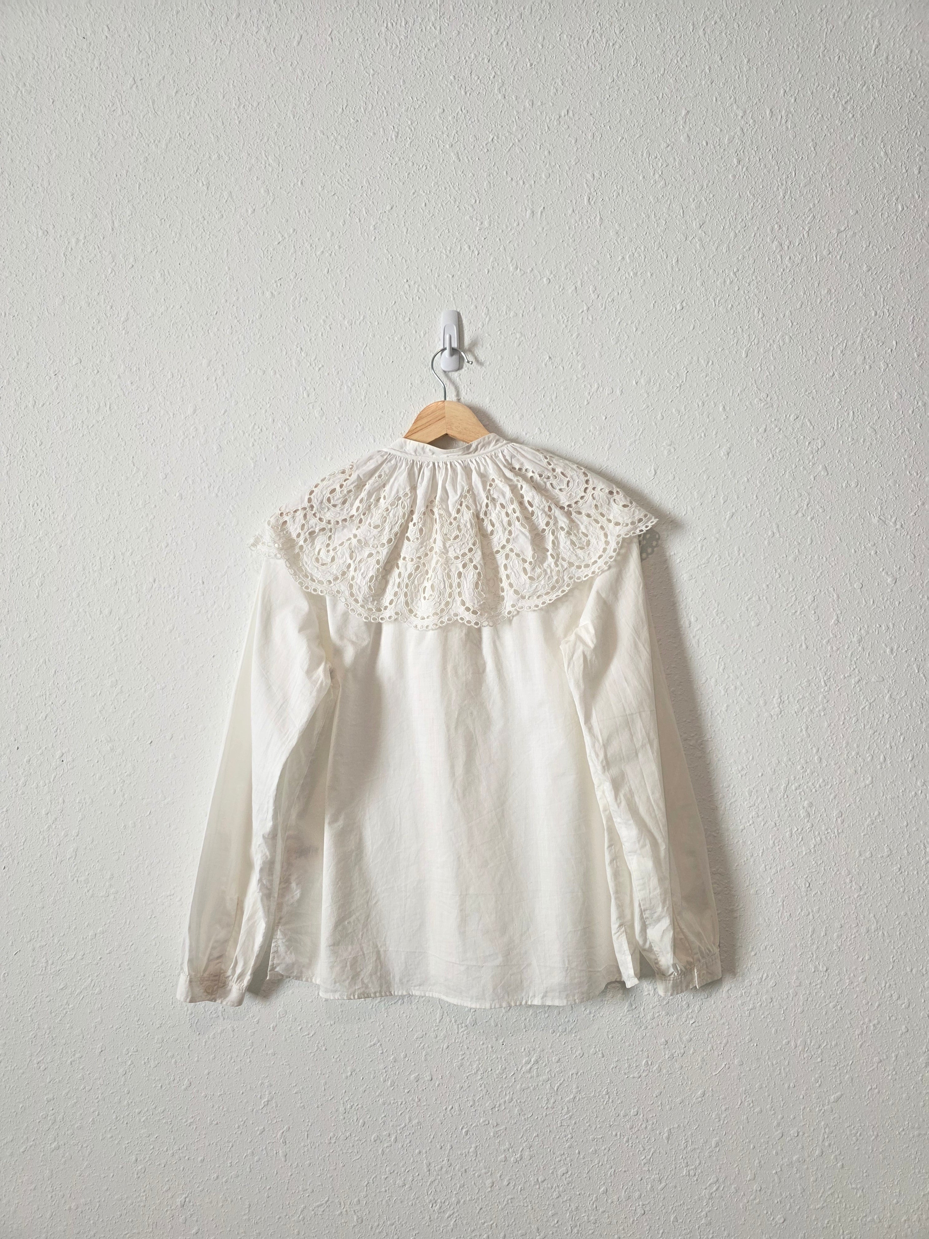 Rebecca Taylor Eyelet Collared Top (S)