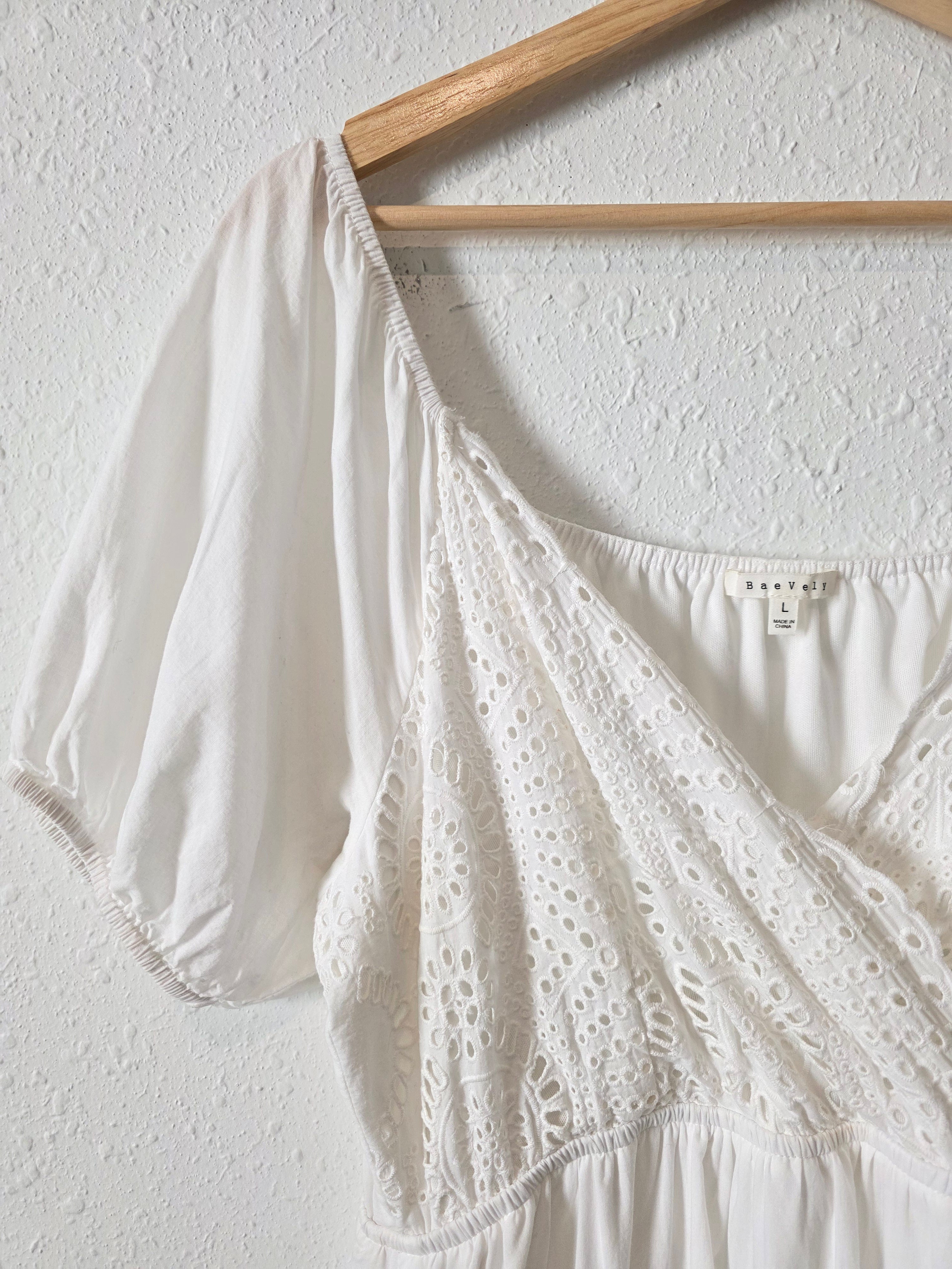 White Eyelet Maxi Dress (L)