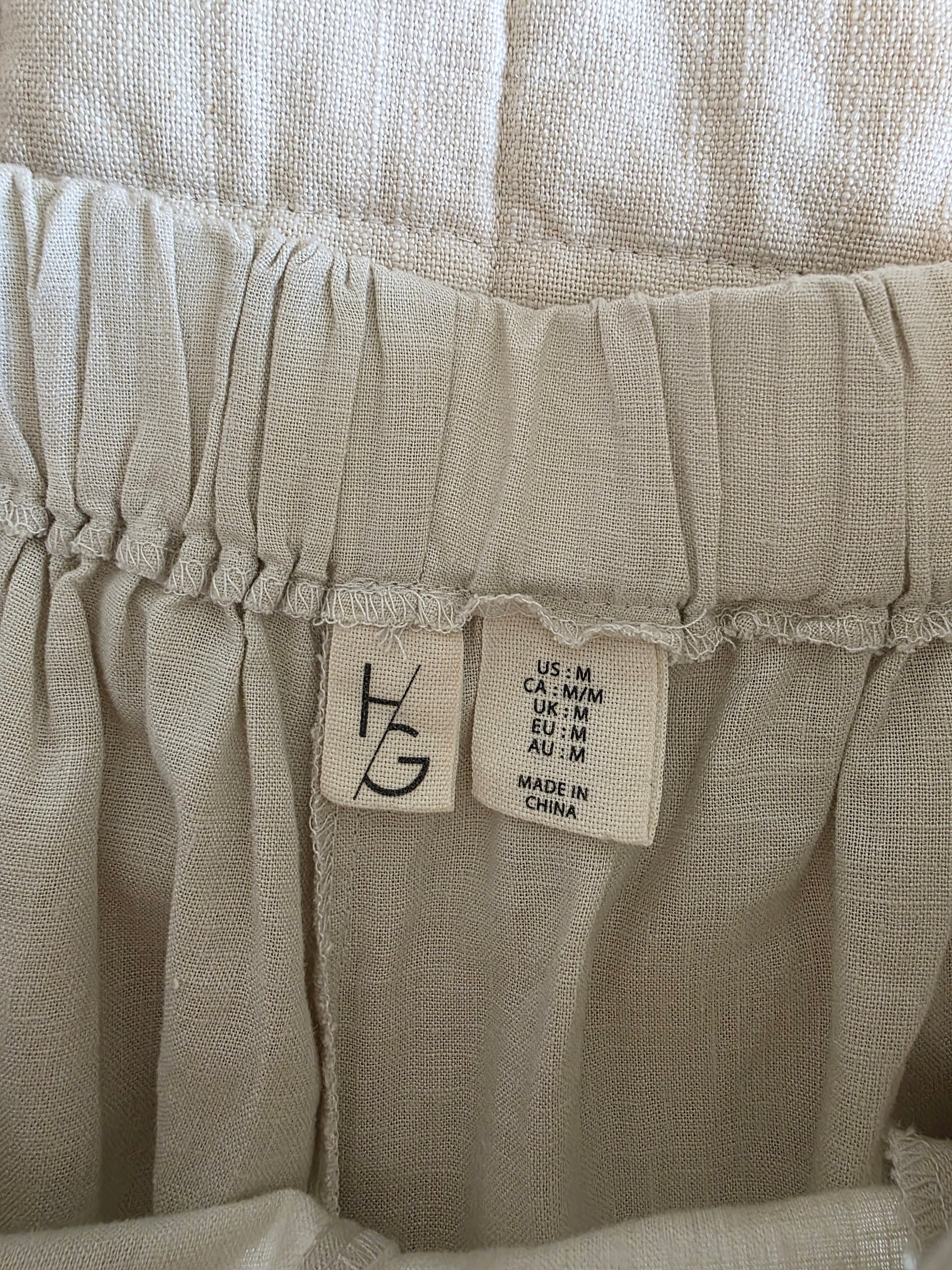 Linen Blend Wide Leg Pants (M)
