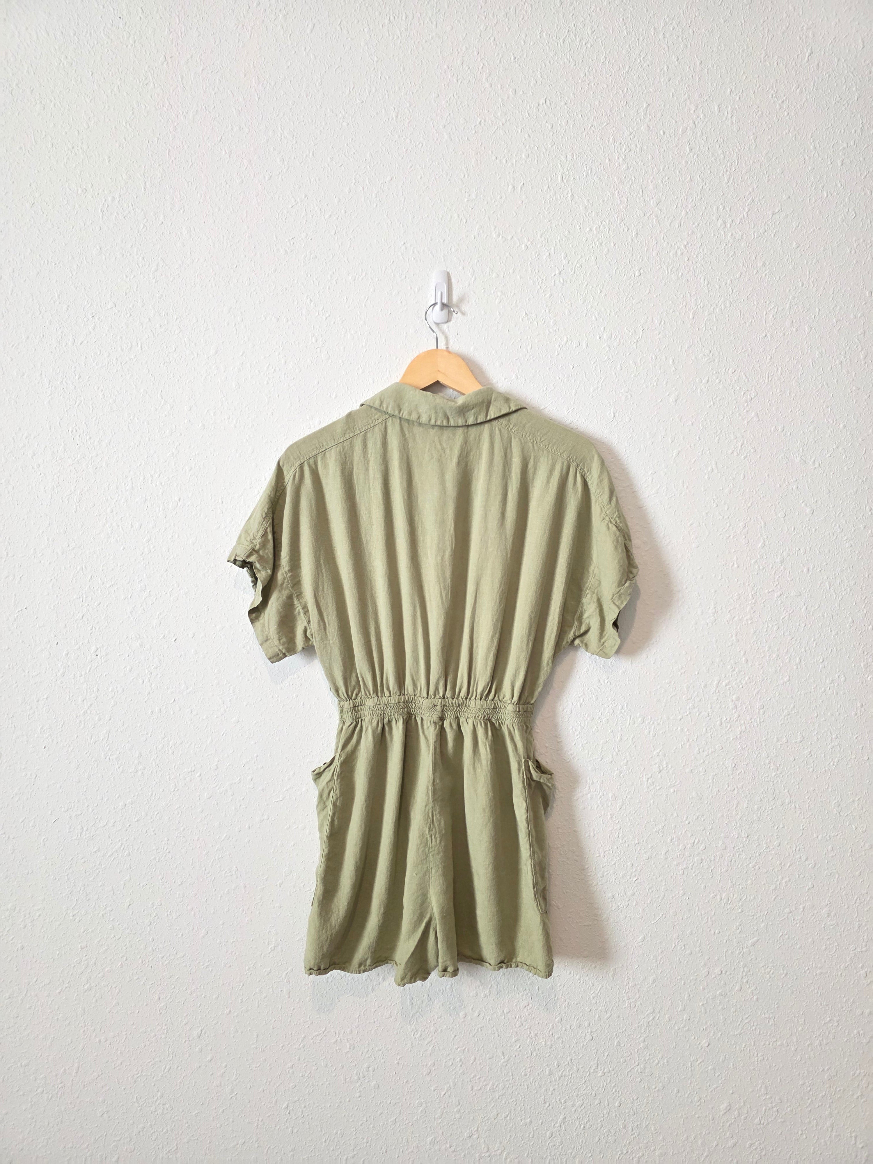 Zara Sage Linen Blend Romper (S)