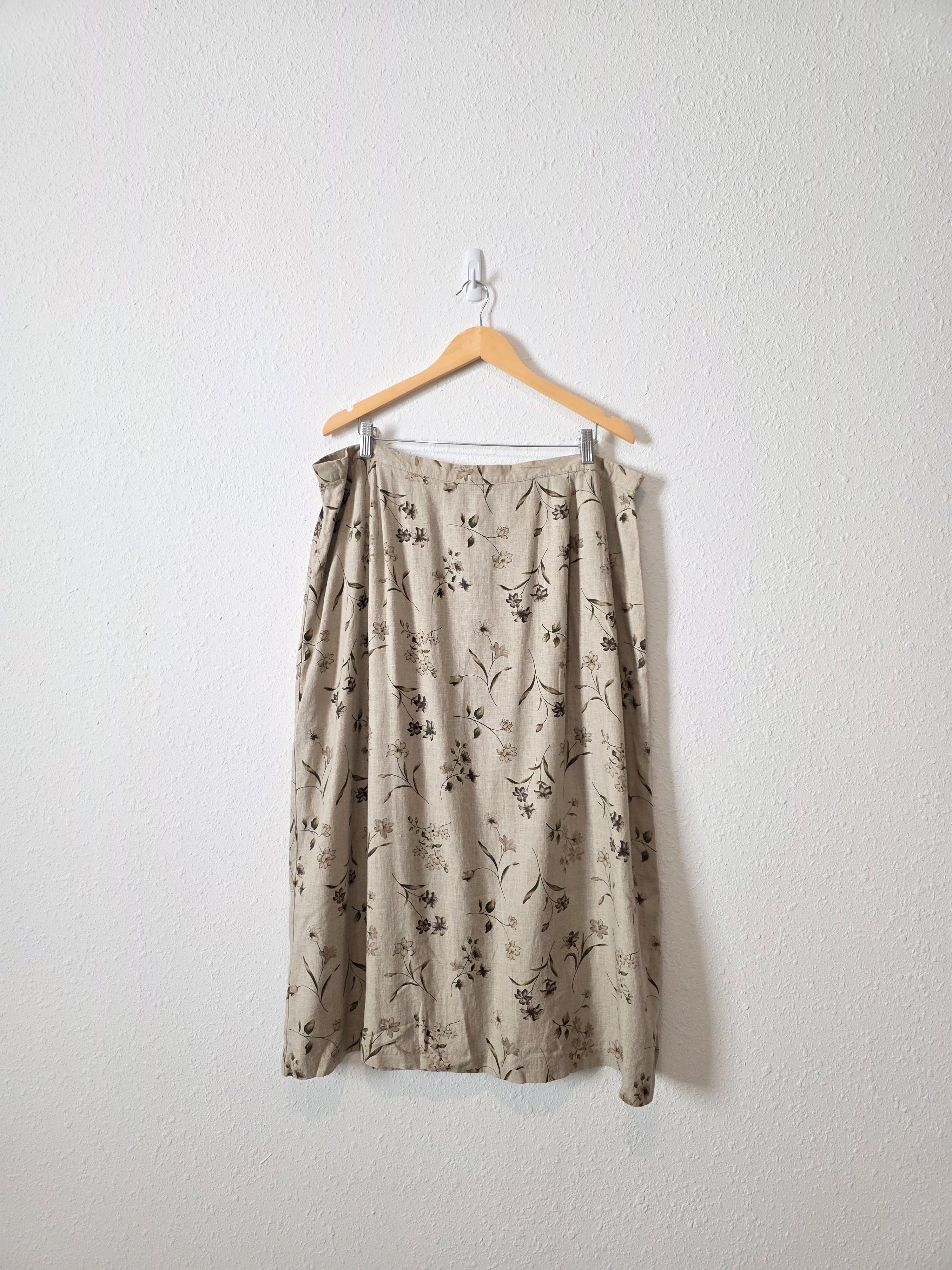 Vintage Neutral Floral Midi Skirt (24)