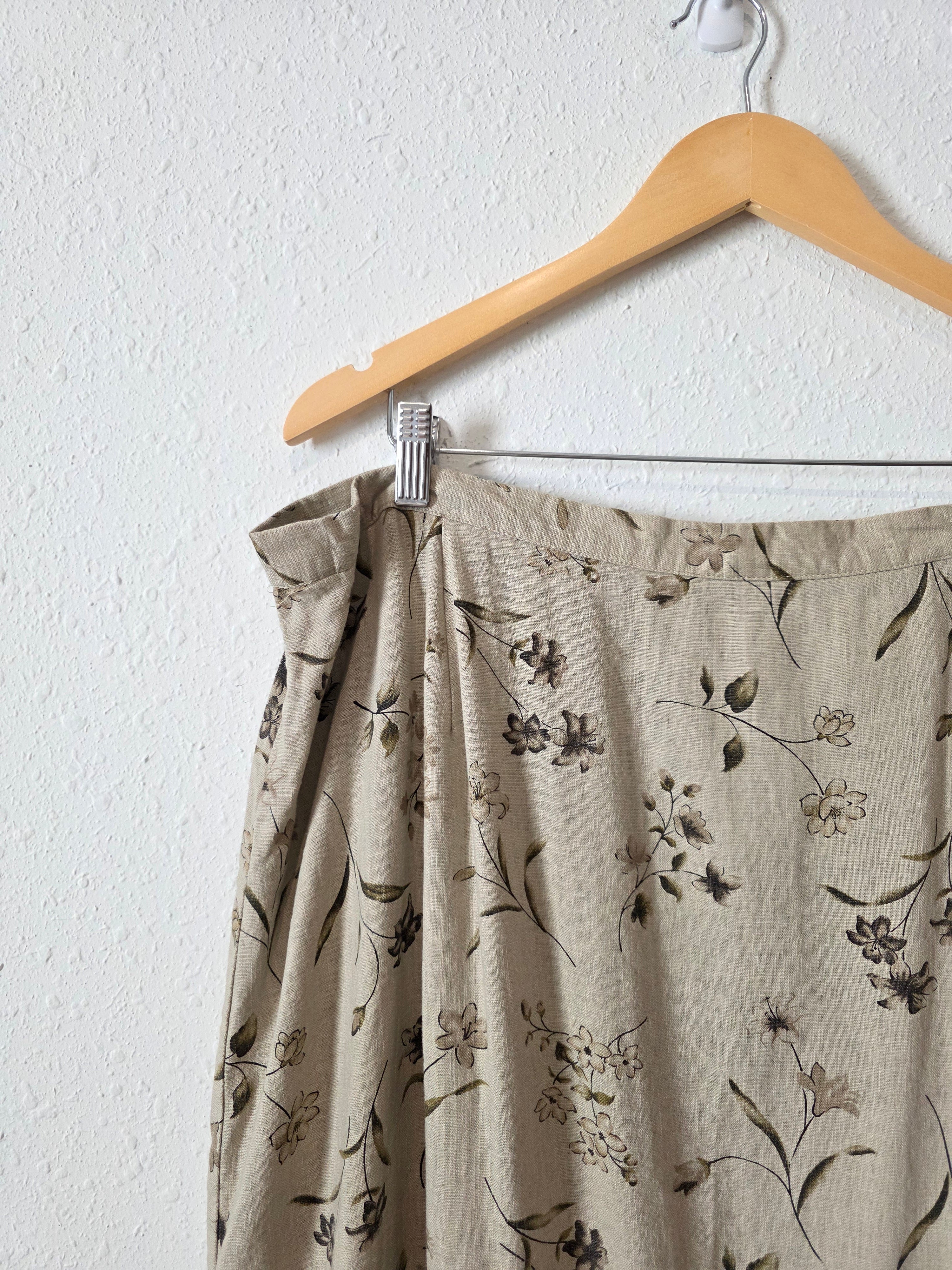 Vintage Neutral Floral Midi Skirt (24)
