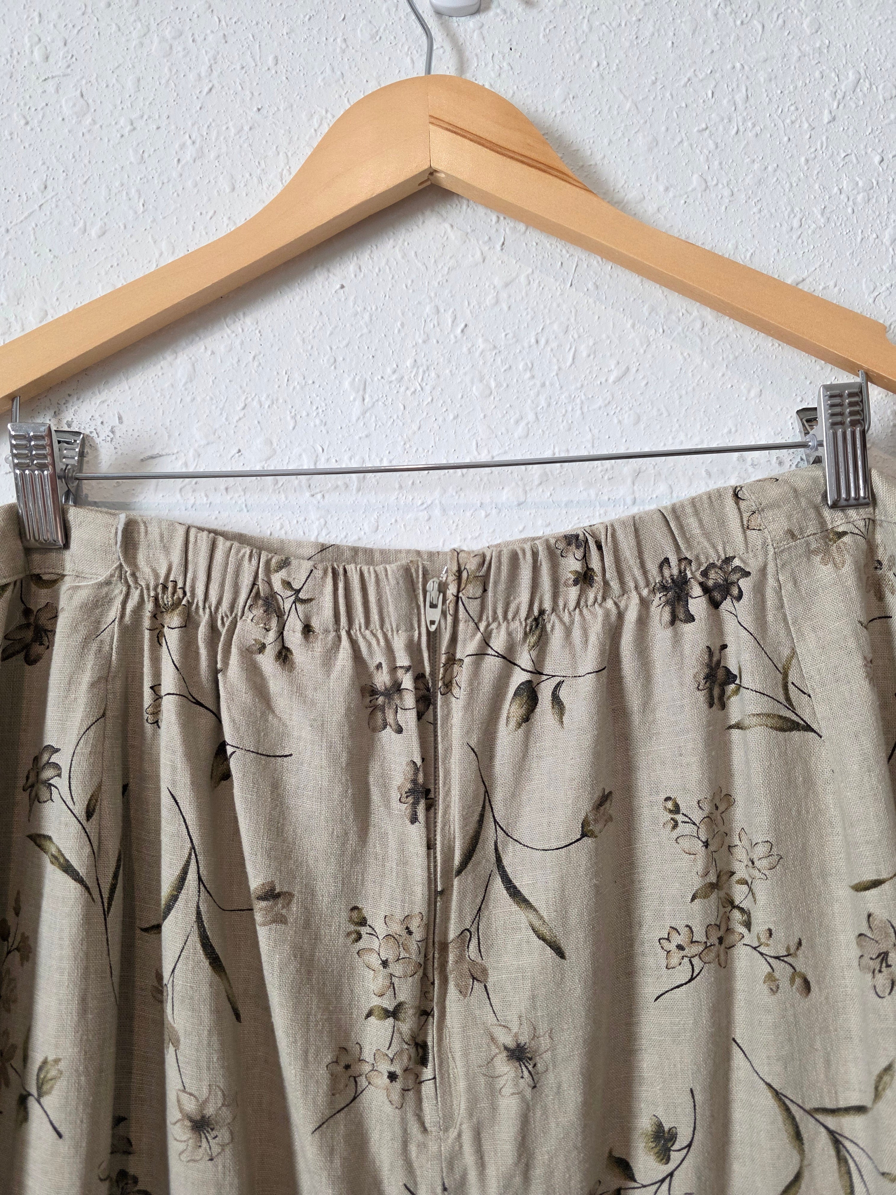 Vintage Neutral Floral Midi Skirt (24)