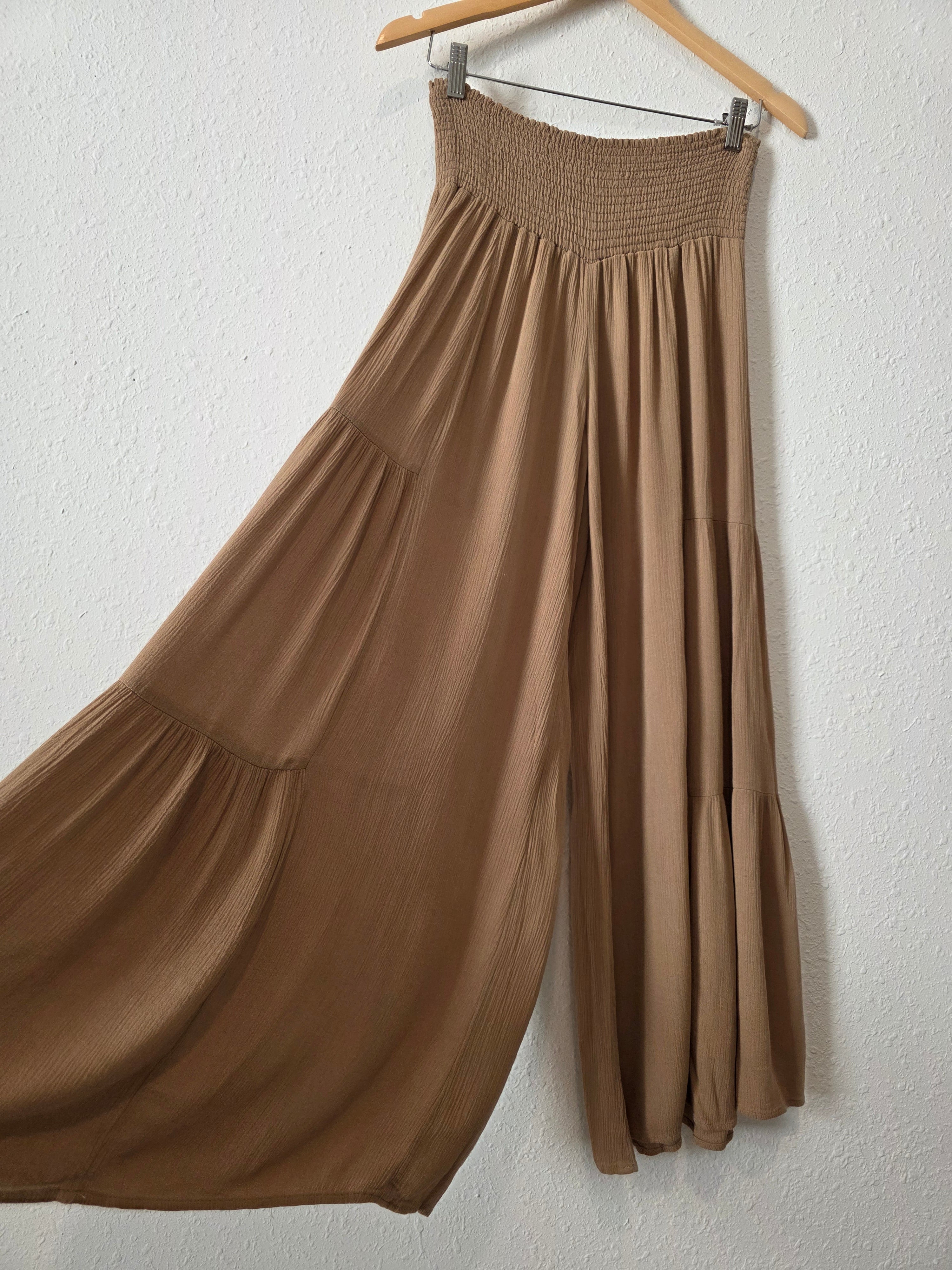 Brown Flowy Wide Leg Pants (L)