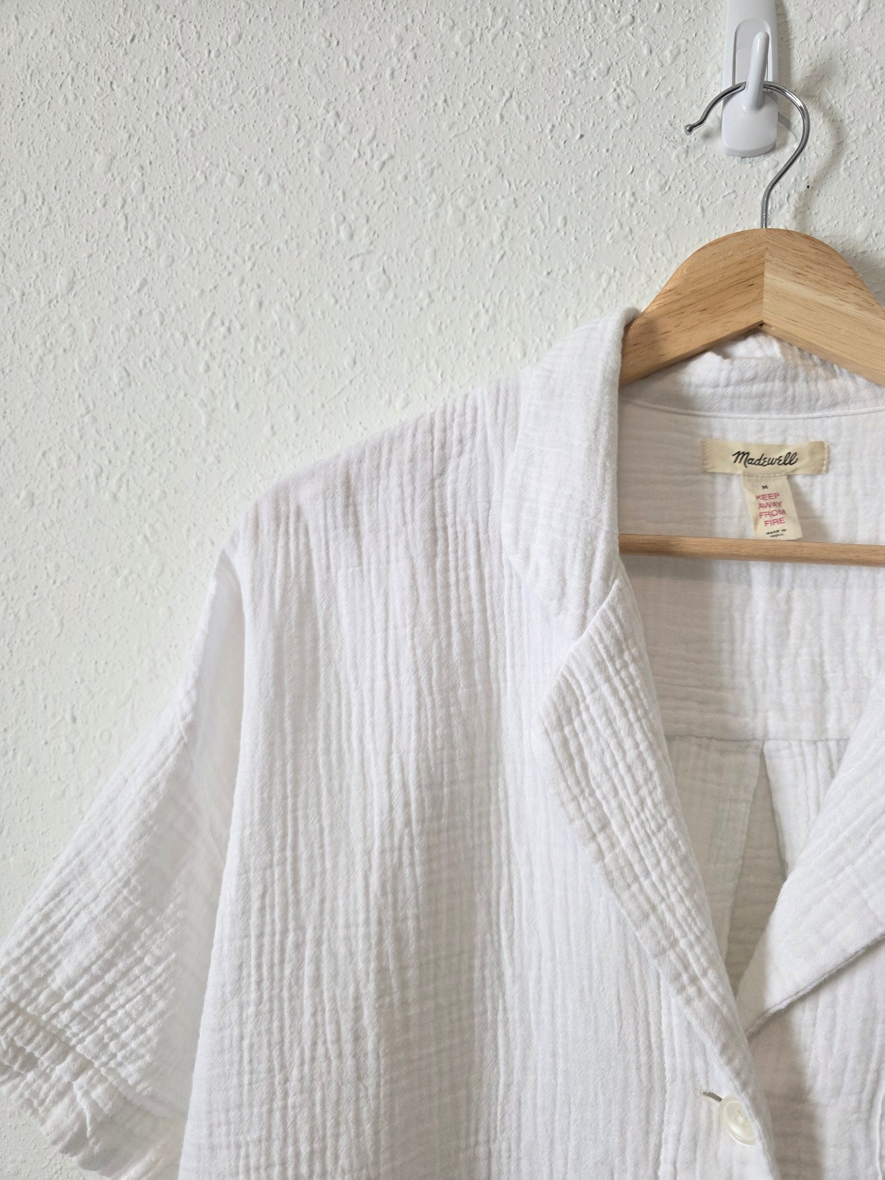 Madewell White Gauze Button Up (M)